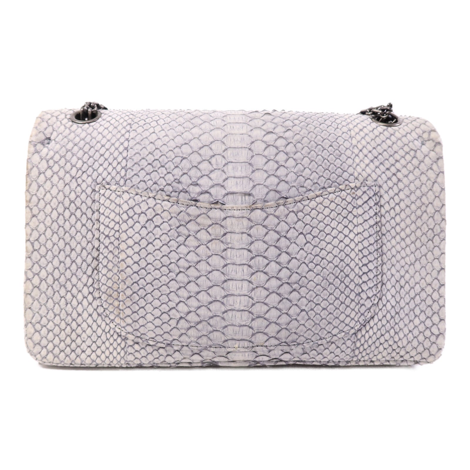 CHANEL 蛇皮皮革2.55銀扣鏈帶肩背袋