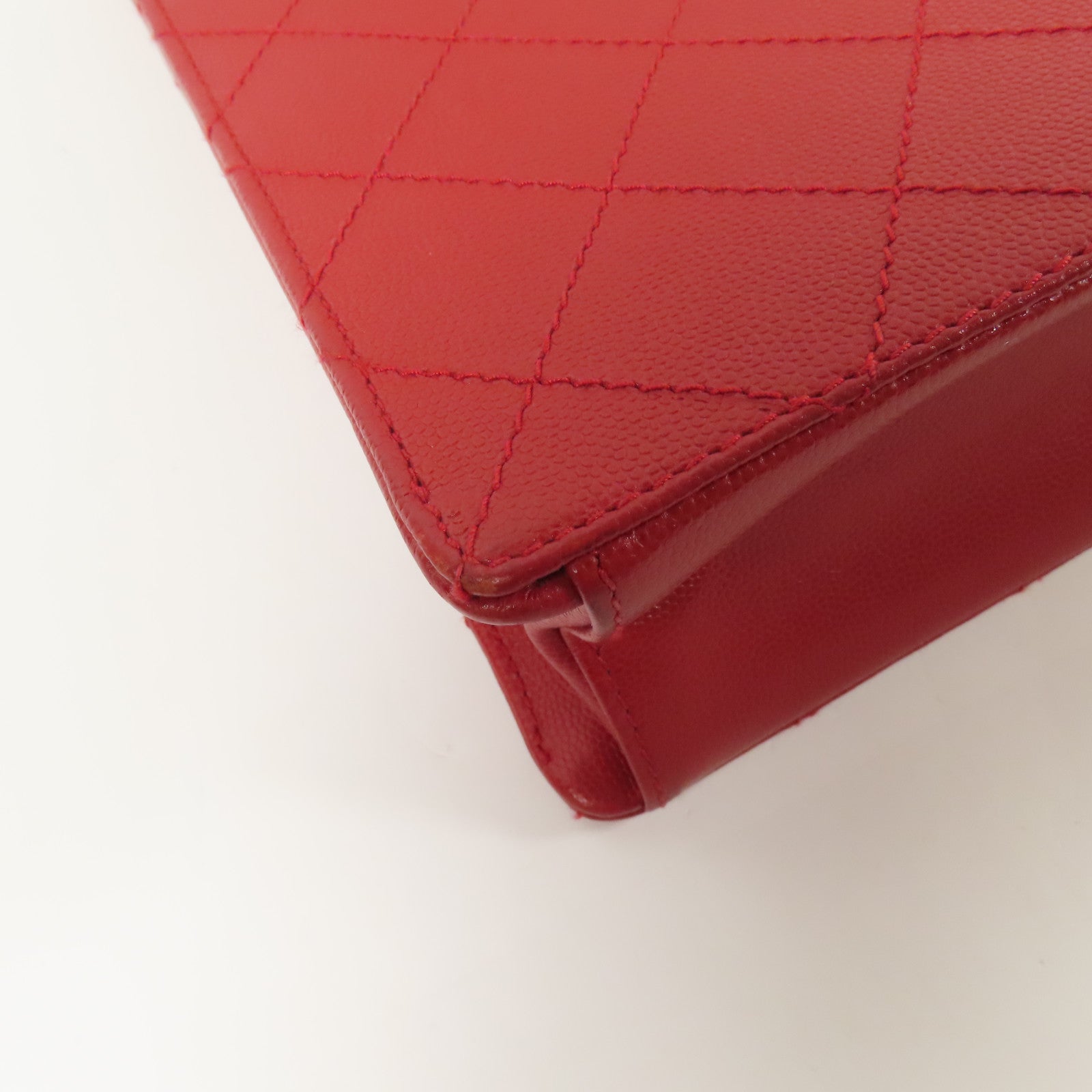 CHANEL 牛皮皮革Handbag銀扣手挽袋