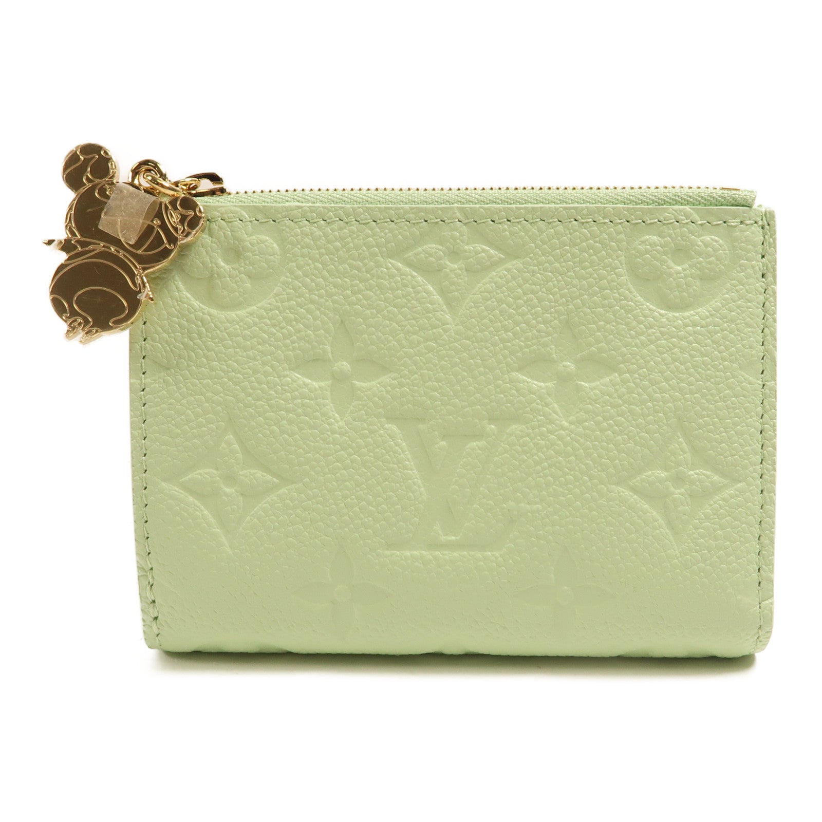 LOUIS VUITTON 牛皮皮革LV X TM Lisa Wallet金扣錢包綠茶色