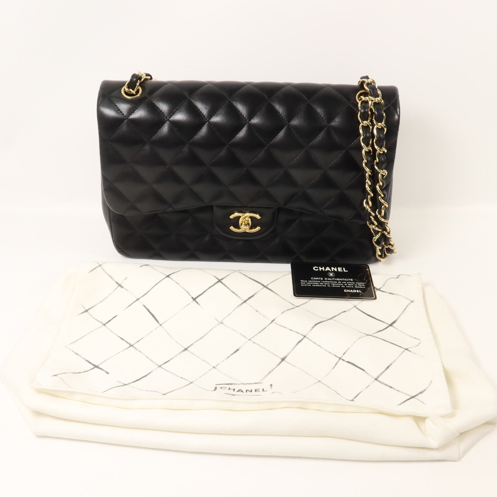 CHANEL 羊皮皮革Large Classic鏈帶肩背袋