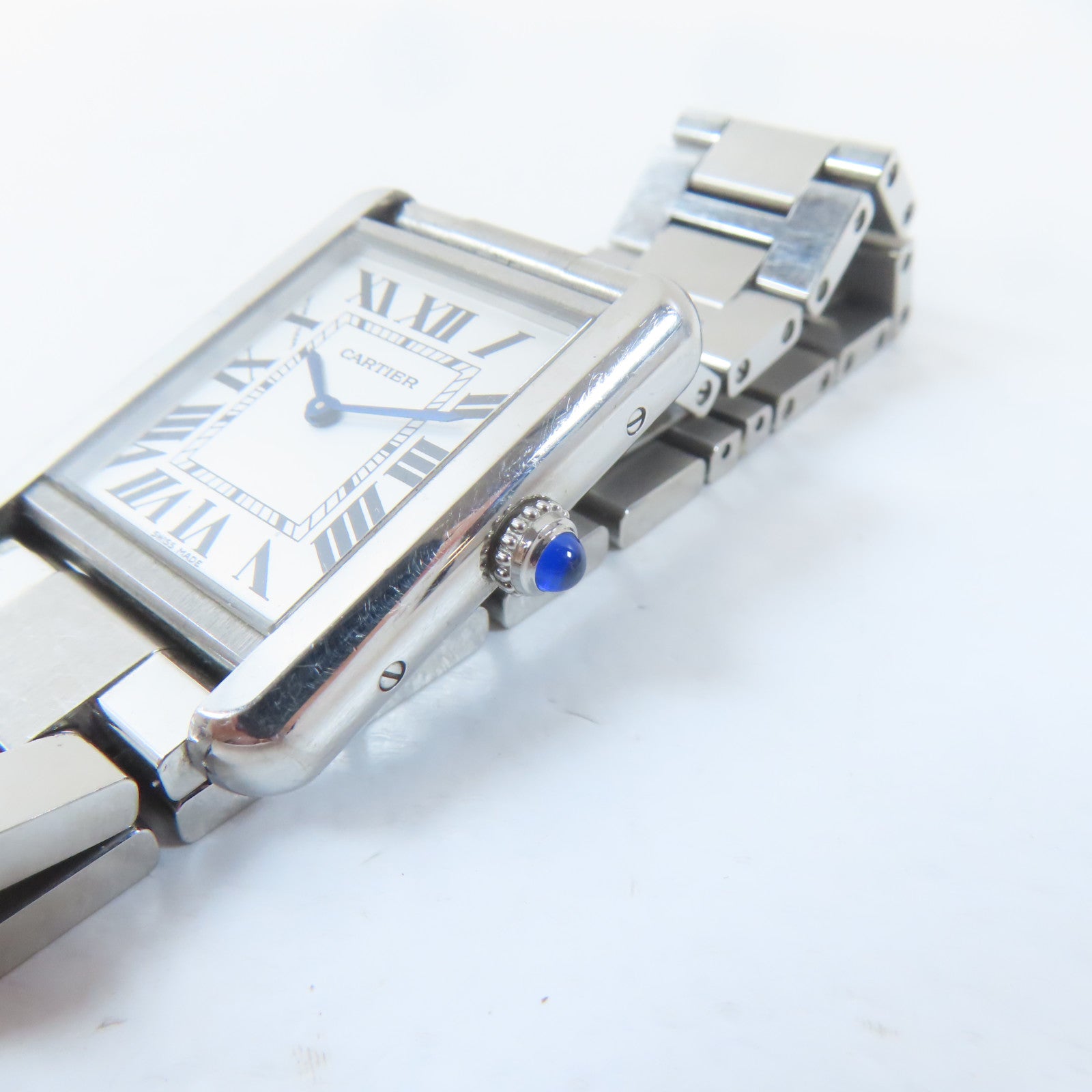 CARTIER Tank Solo不鏽鋼手錶石英機芯白色#15cm