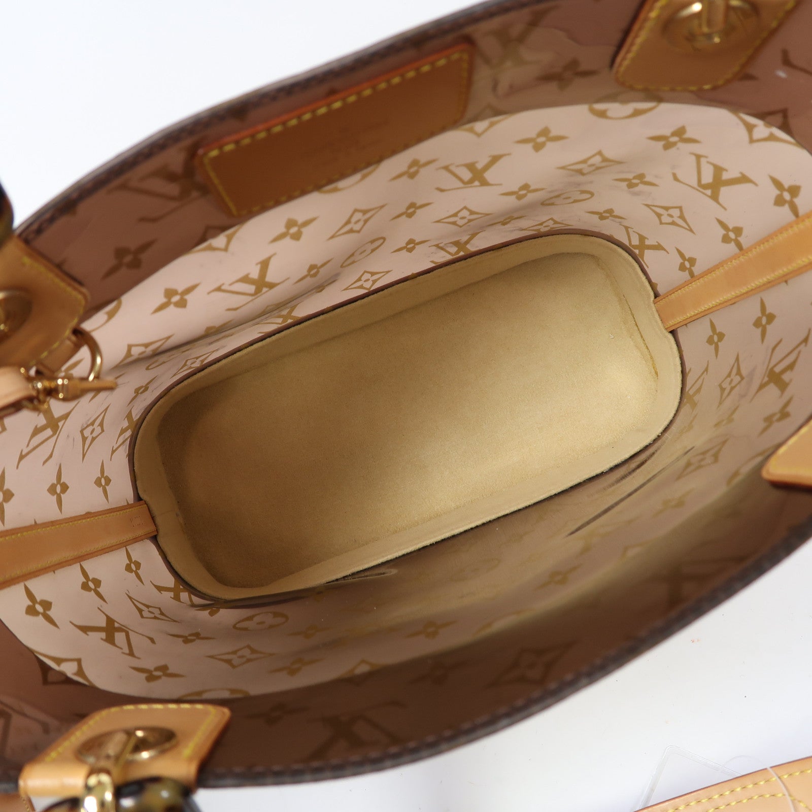 LOUIS VUITTON Monogram Vinyl Cabas Ambre PM金扣肩背袋啡色