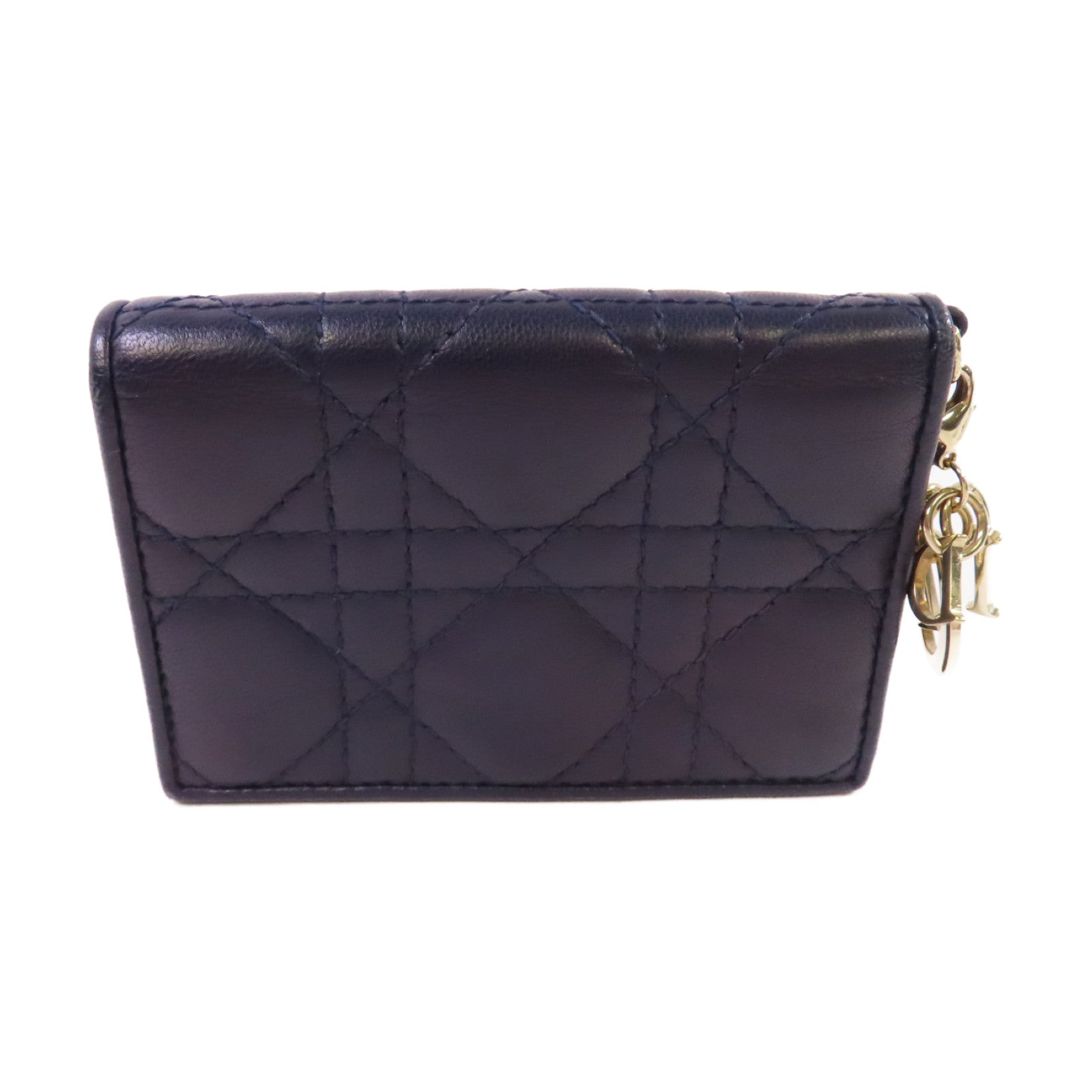 Dior 羊皮皮革Card Case金扣卡片套寶藍色