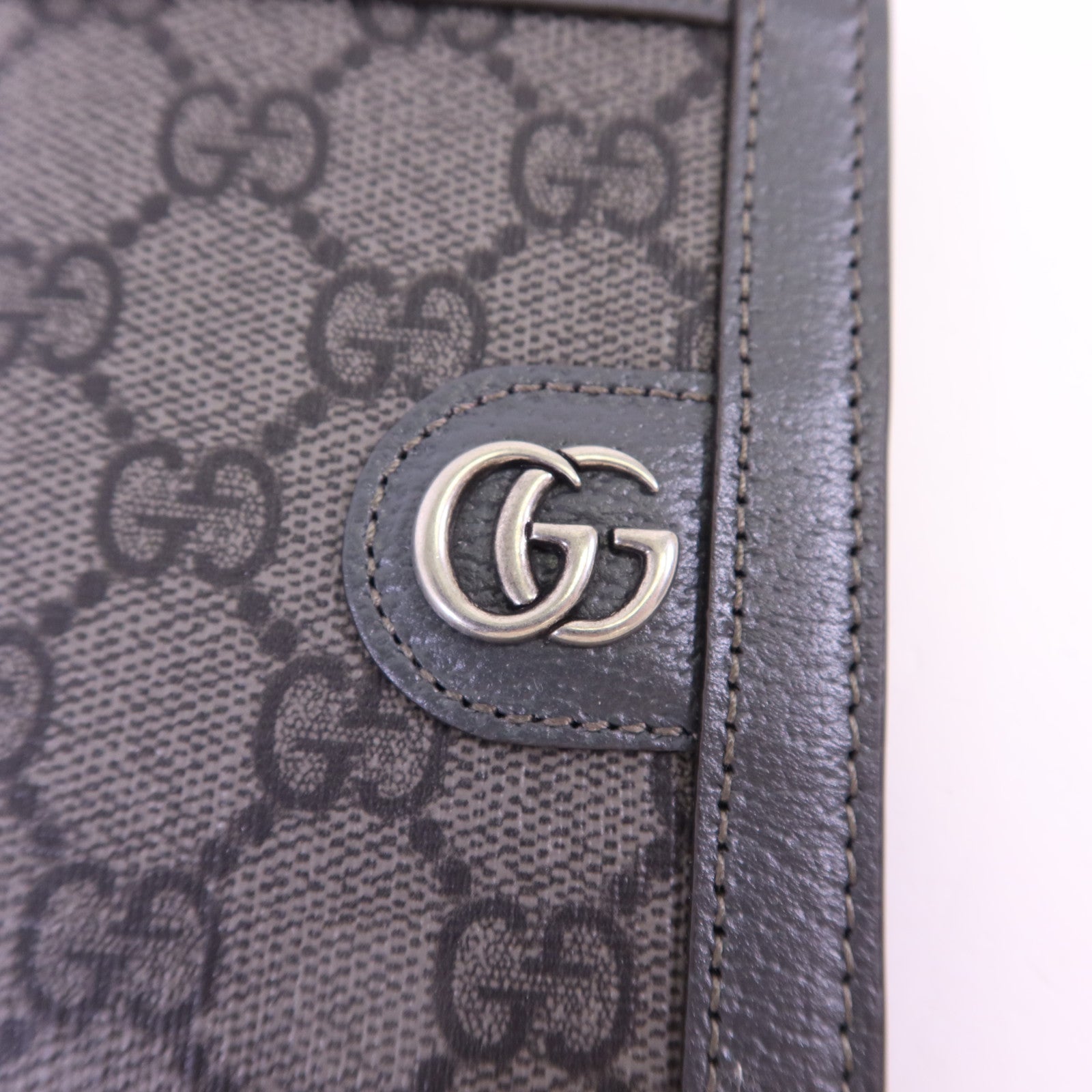 GUCCI 塗層帆布/牛皮皮革Bifold Wallet銀扣錢包