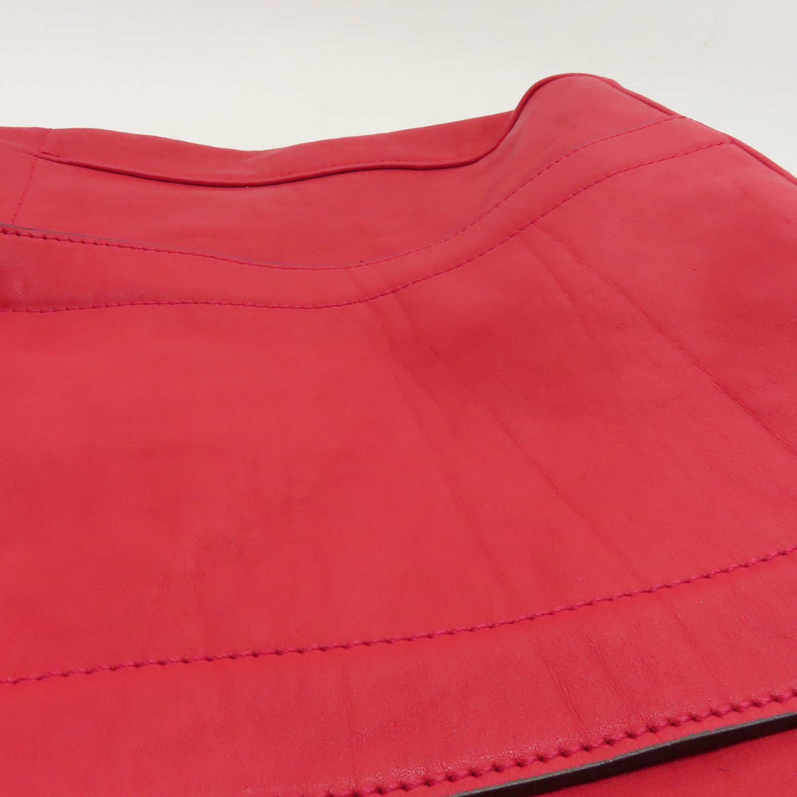 Longchamp 牛皮皮革2way Shoulder Bag銀扣手挽肩背兩用袋紅色