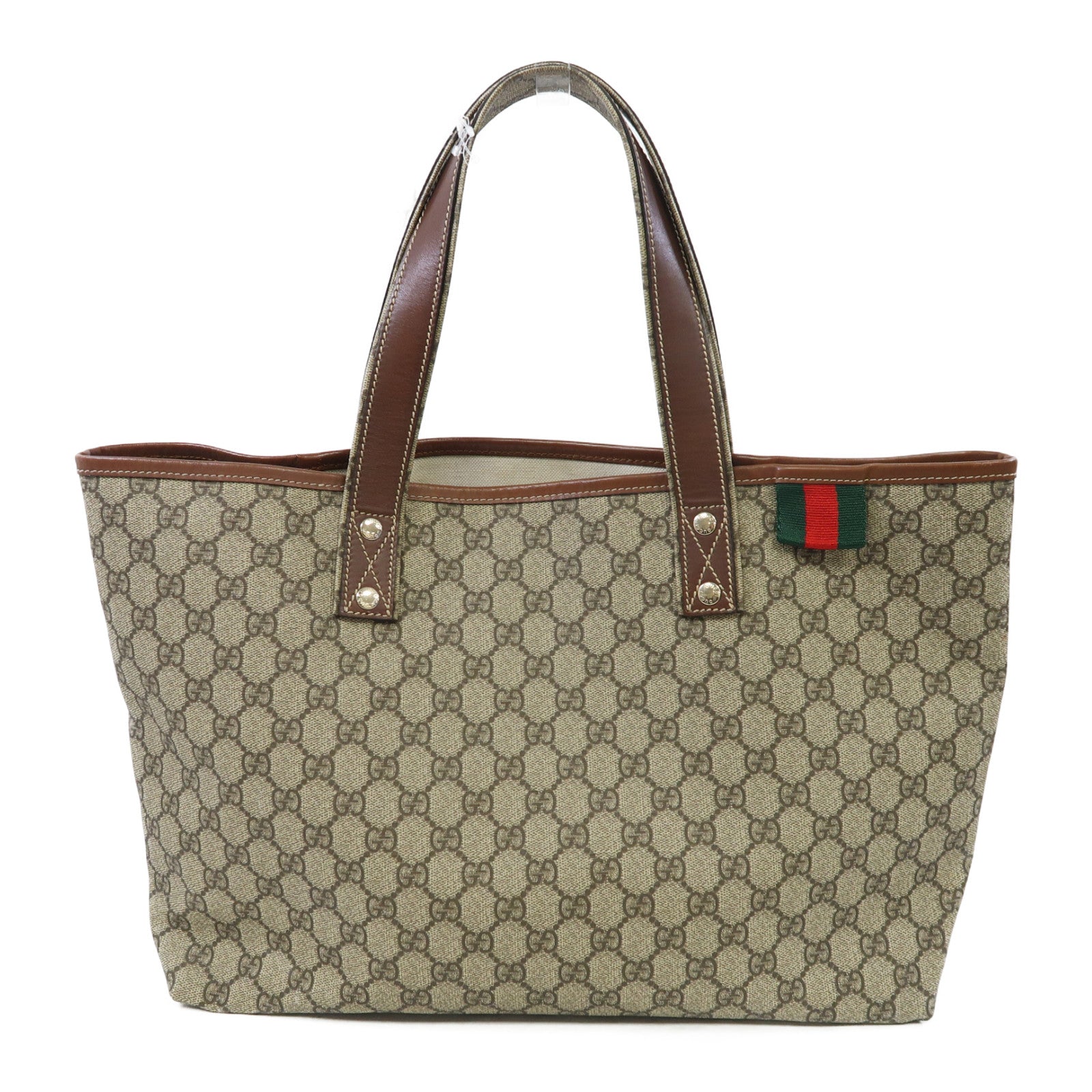 GUCCI 塗層帆布Tote Bag金扣手挽袋啡色