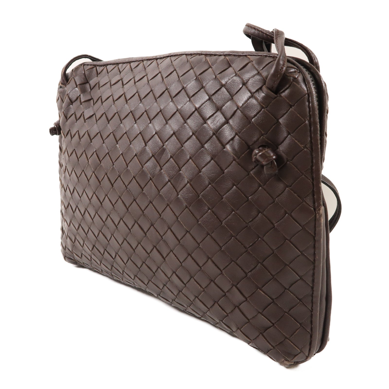 BOTTEGA VENETA 羊皮皮革Shoulder Bag銀扣肩背袋棕色