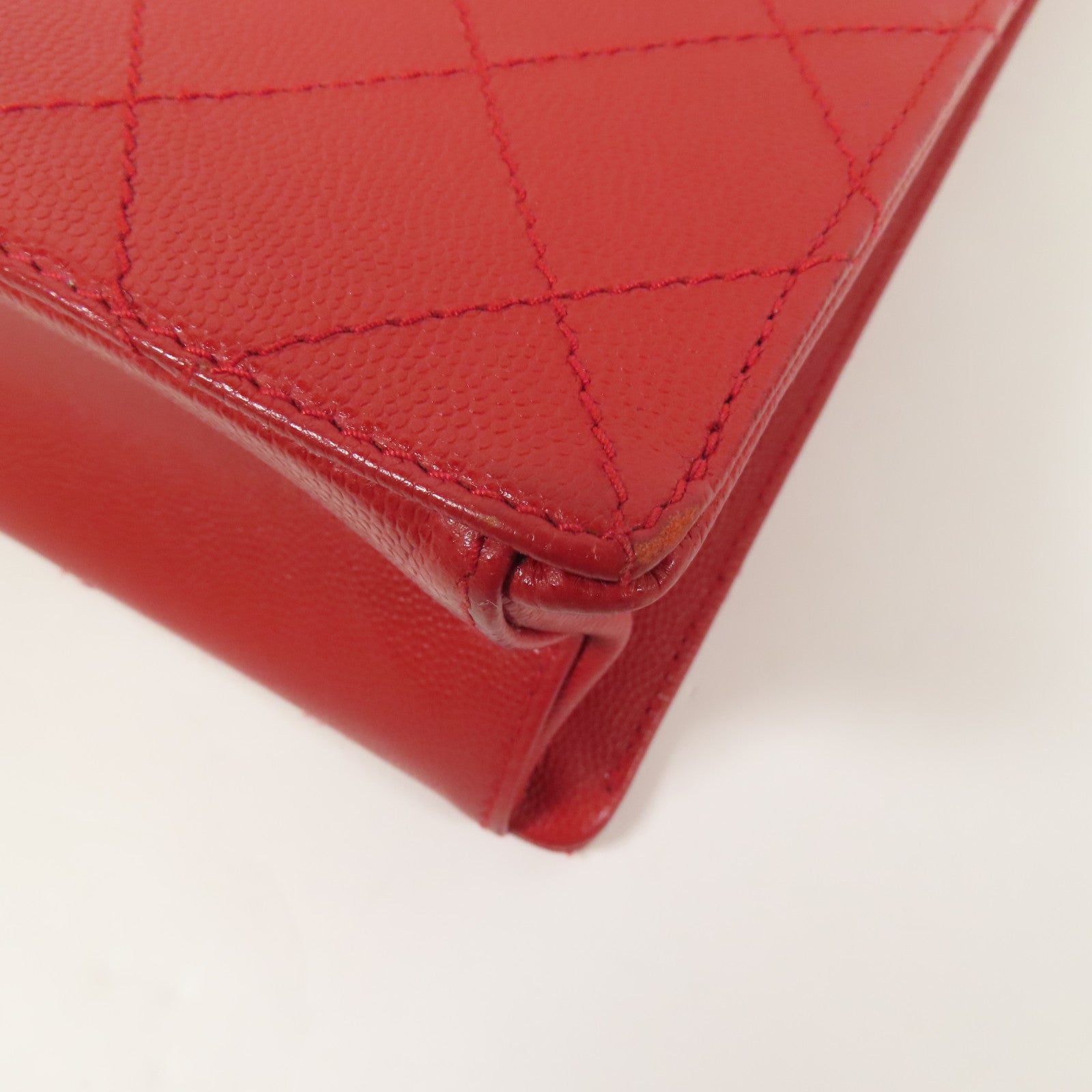 CHANEL 牛皮皮革Handbag銀扣手挽袋