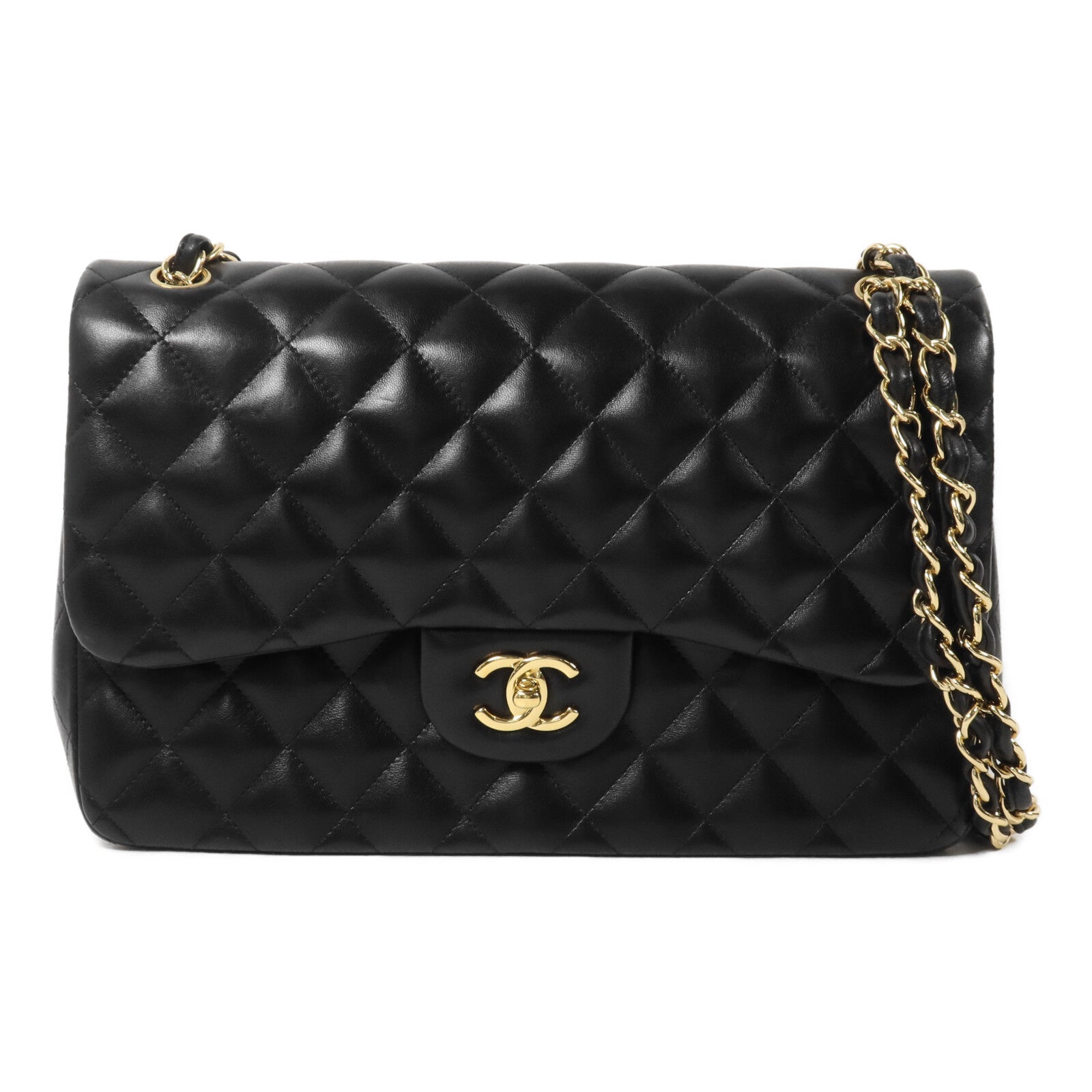 CHANEL 羊皮皮革Large Classic鏈帶肩背袋