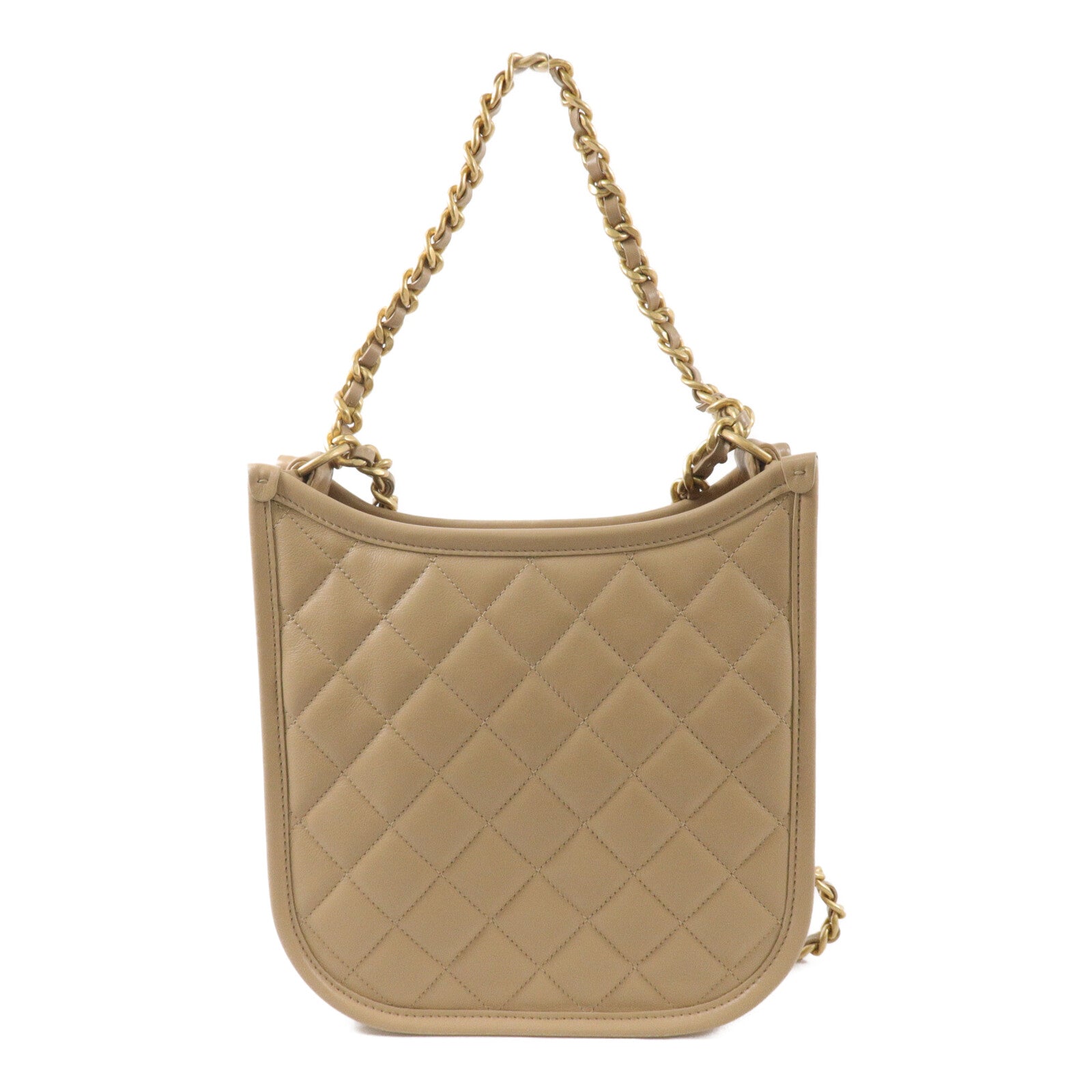 CHANEL 牛皮皮革Hobo鏈帶肩背袋