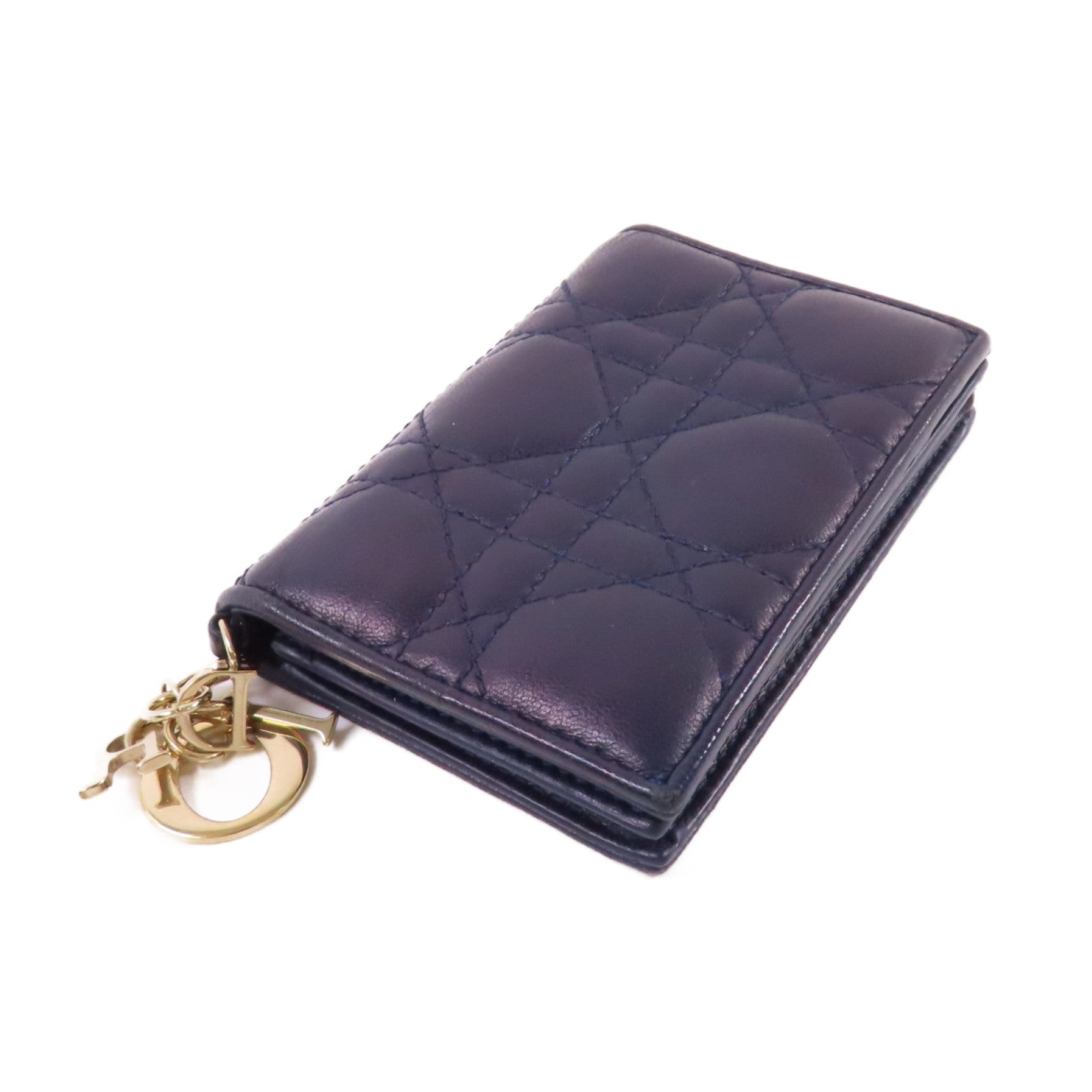 Dior 羊皮皮革Card Case金扣卡片套寶藍色