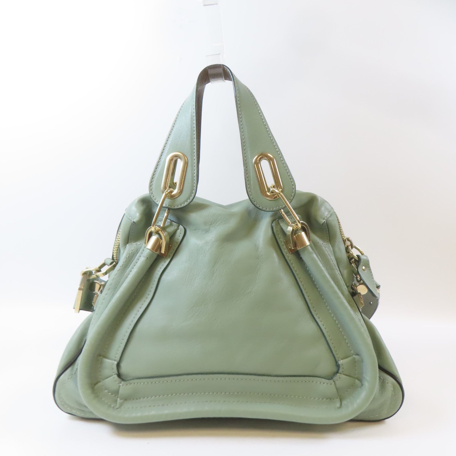 Chloe 牛皮皮革2 Way Shoulder Bag金扣手挽肩背兩用袋淺綠色