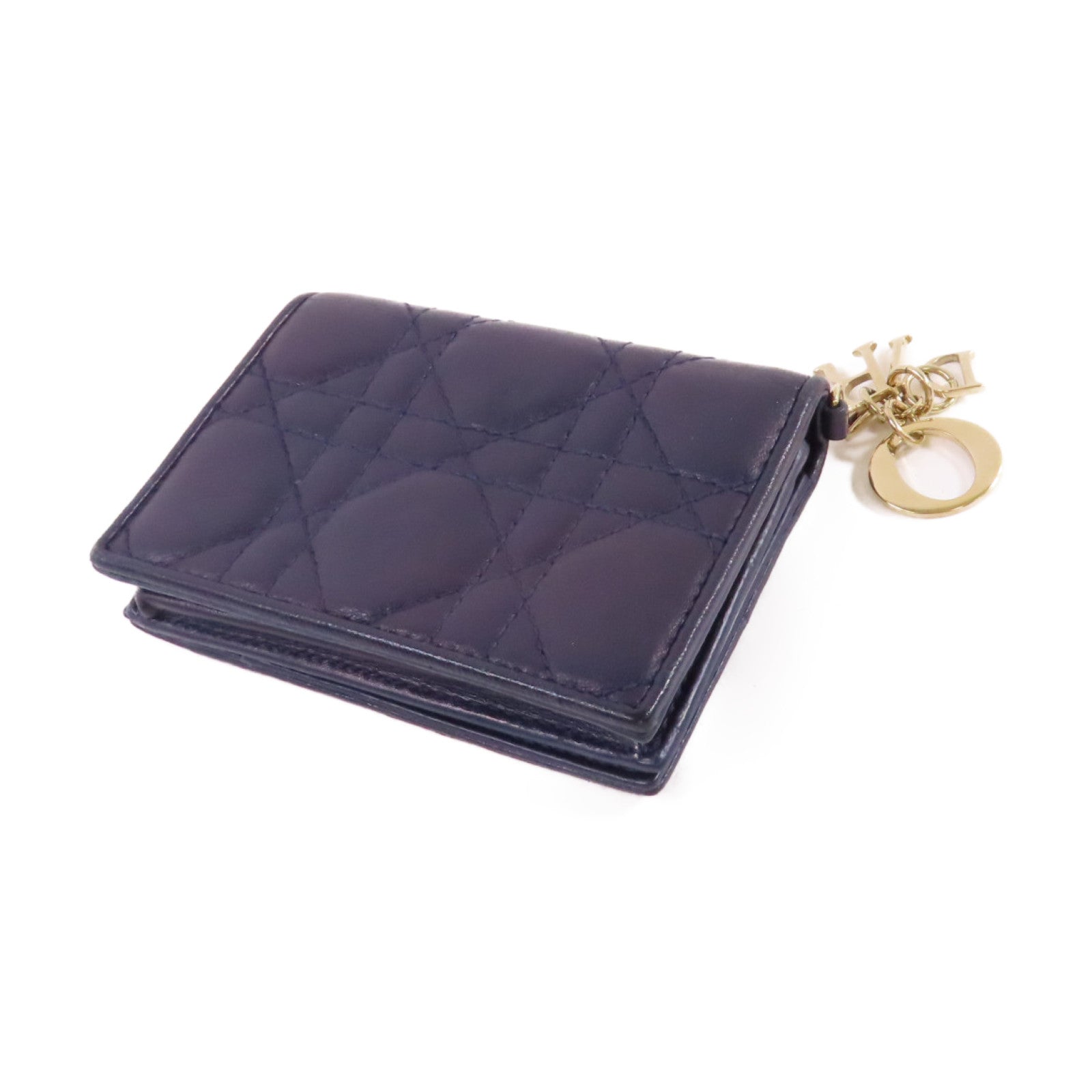 Dior 羊皮皮革Card Case金扣卡片套寶藍色