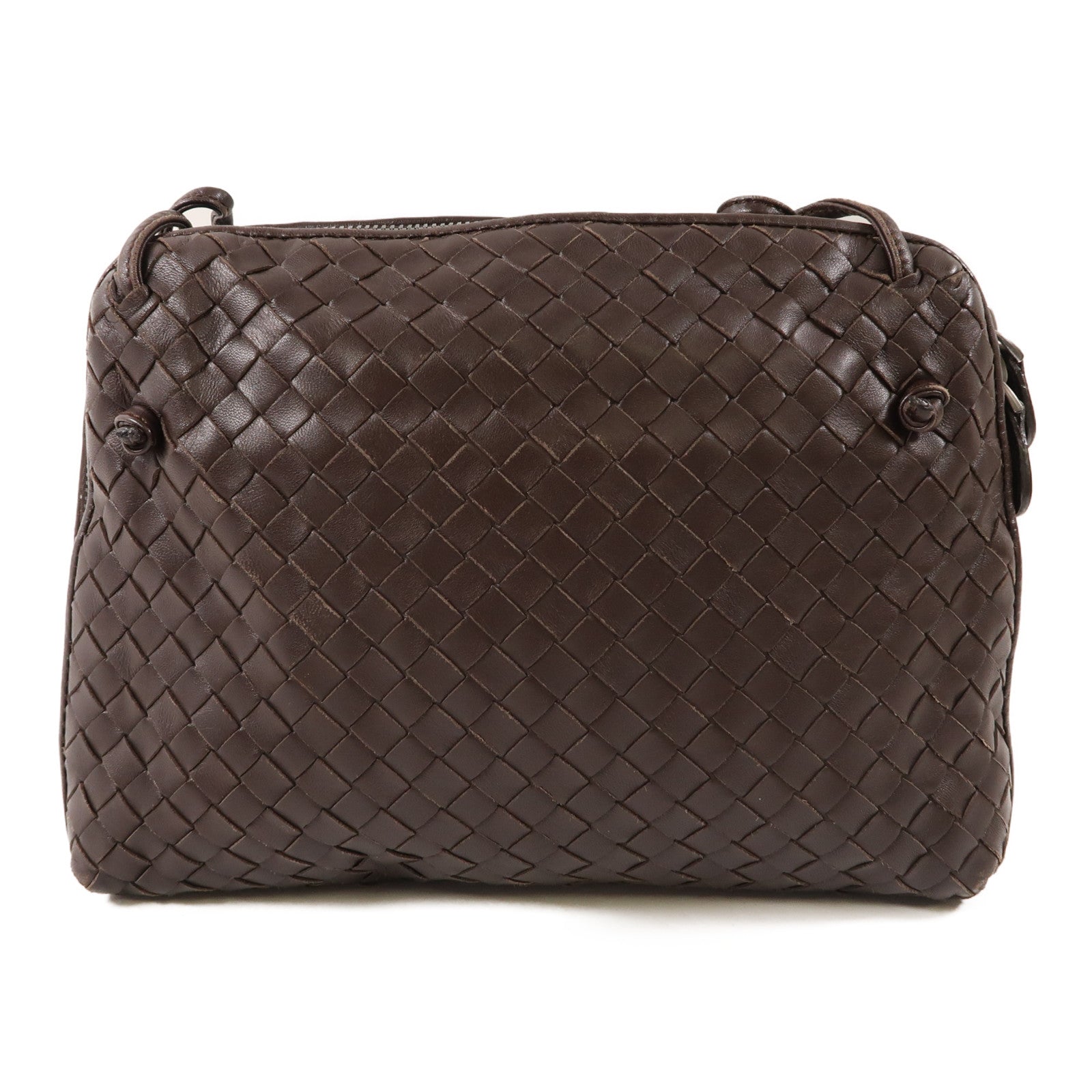 BOTTEGA VENETA 羊皮皮革Shoulder Bag銀扣肩背袋棕色