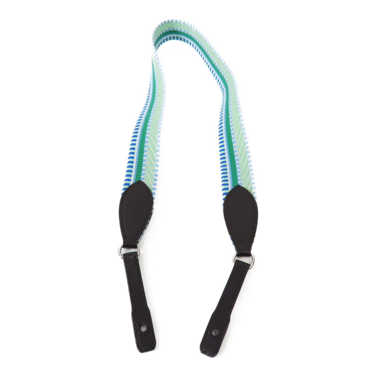 HERMES PHW Shoulder Strap Canvas Green Blue