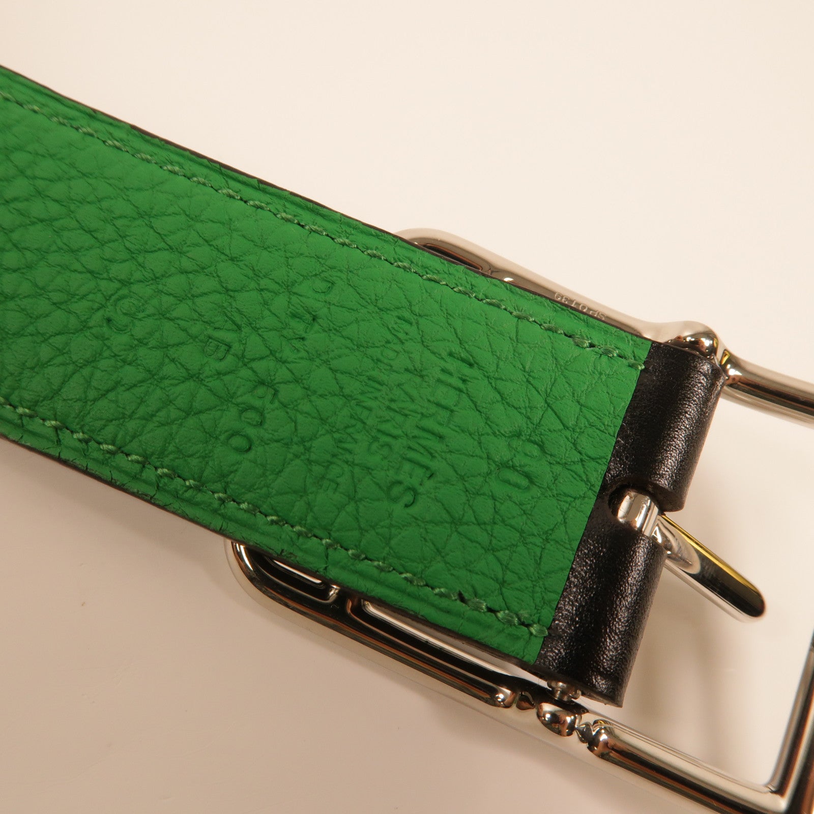 HERMES 【激減優惠】Togo皮Cape Cod 32 Reversible Belt銀扣皮帶Noir/Bambou