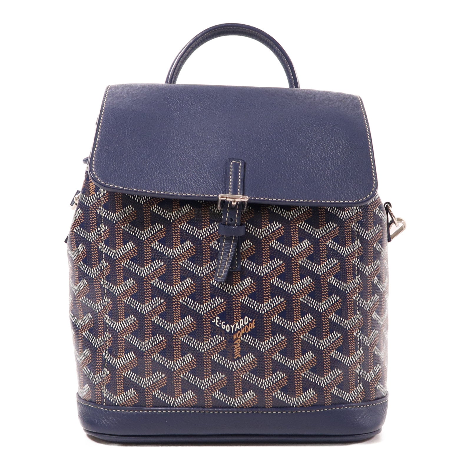 GOYARD 塗層帆布/牛皮皮革Alpin Mini Backpack銀扣背包