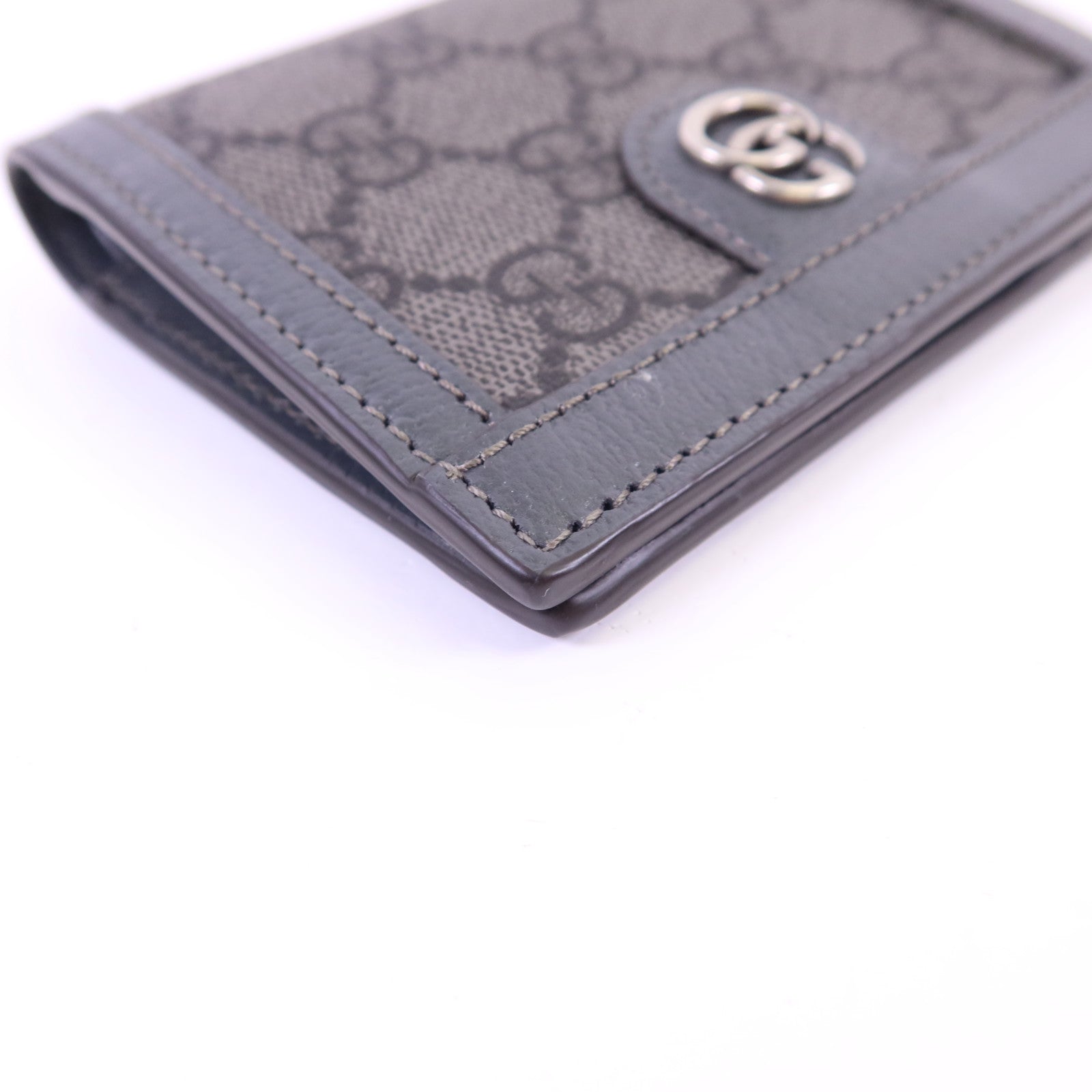 GUCCI 塗層帆布/牛皮皮革Bifold Wallet銀扣錢包