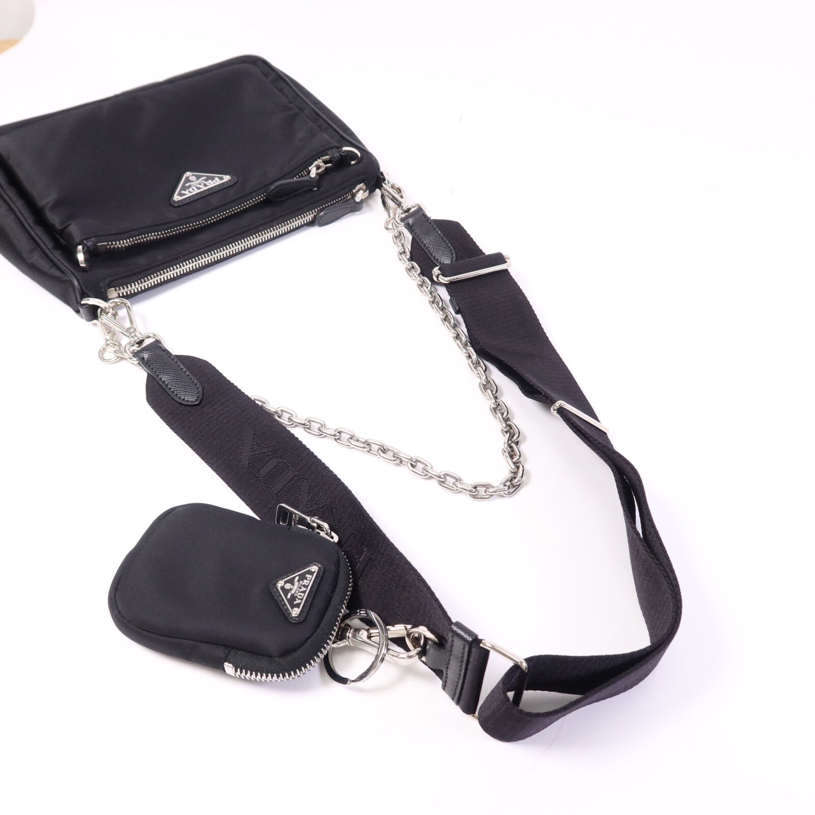 PRADA 尼龍Shoulder Bag銀扣手挽肩背兩用袋
