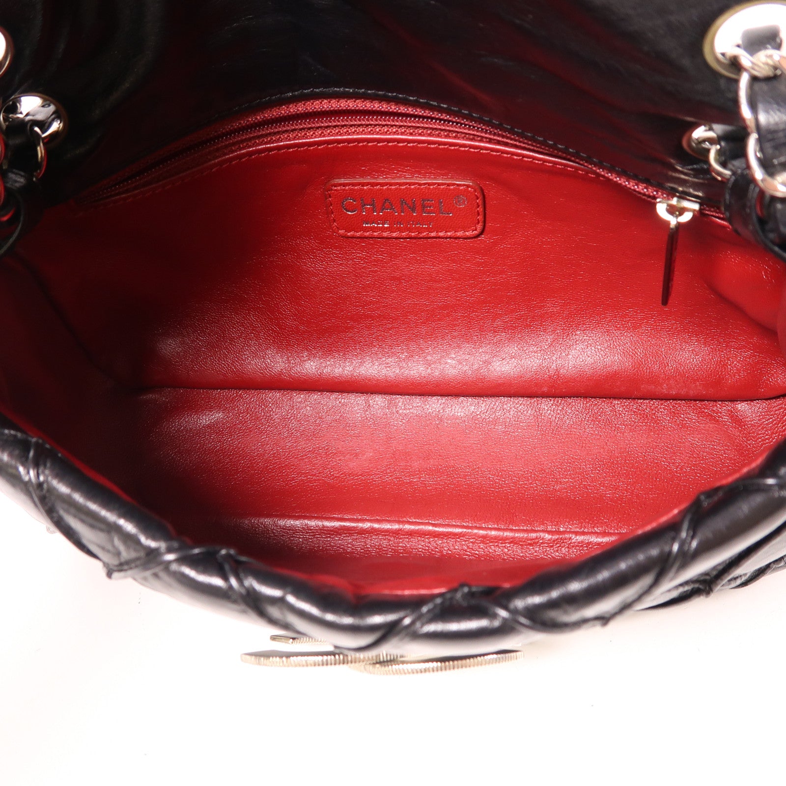 CHANEL 牛皮皮革Shoulder Bag銀扣肩背袋