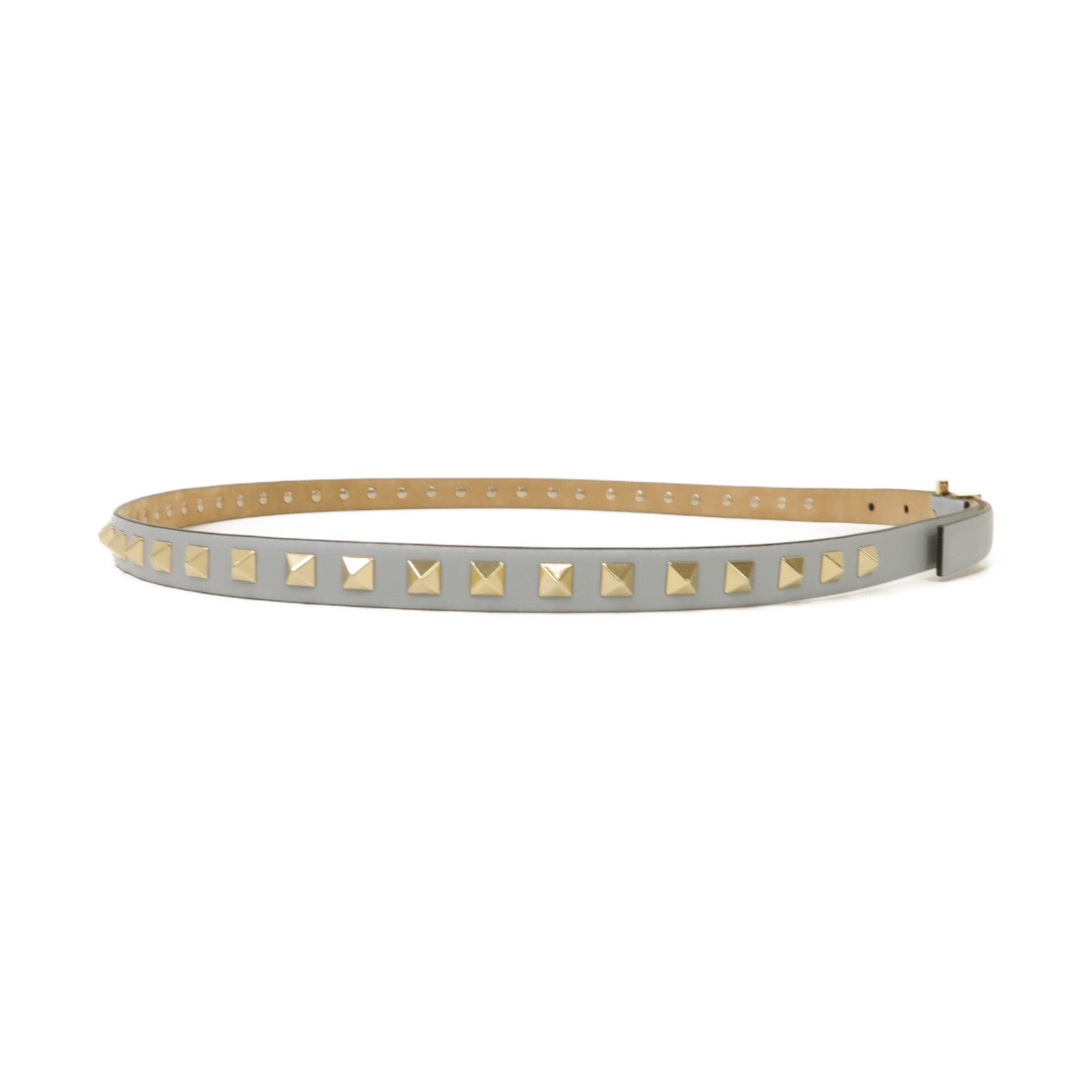 Valentino 牛皮皮革Belt金扣皮帶藍色