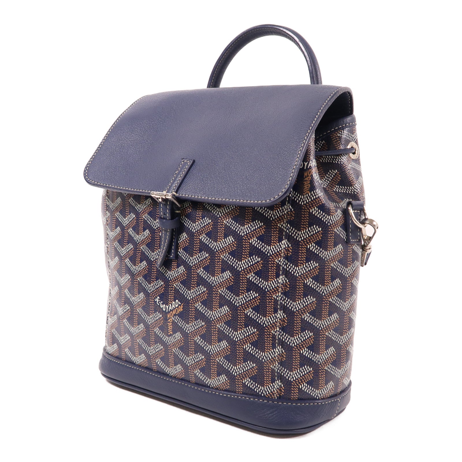 GOYARD 塗層帆布/牛皮皮革Alpin Mini Backpack銀扣背包
