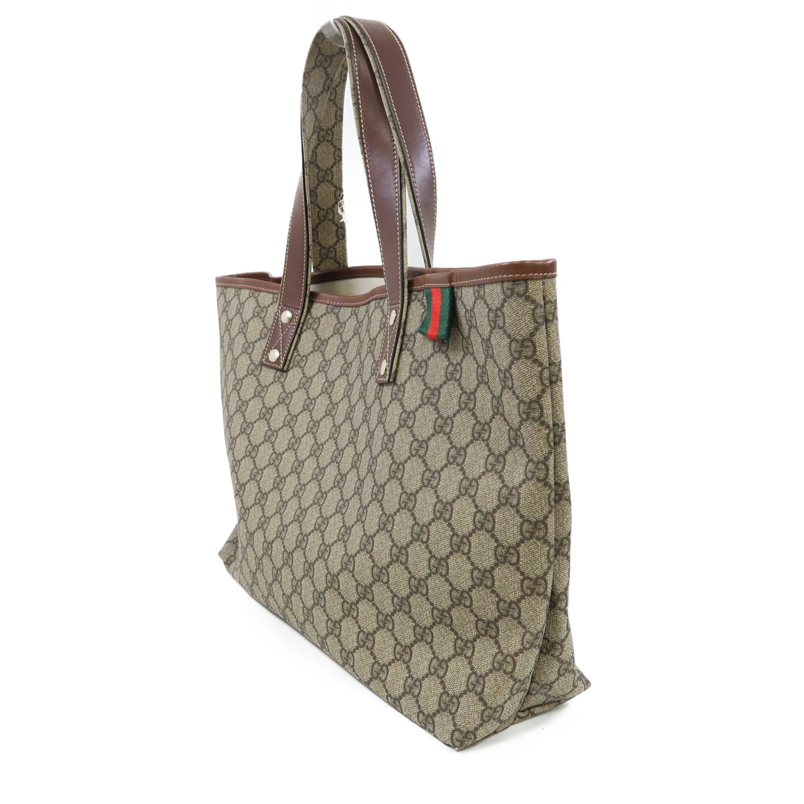 GUCCI 塗層帆布Tote Bag金扣手挽袋啡色