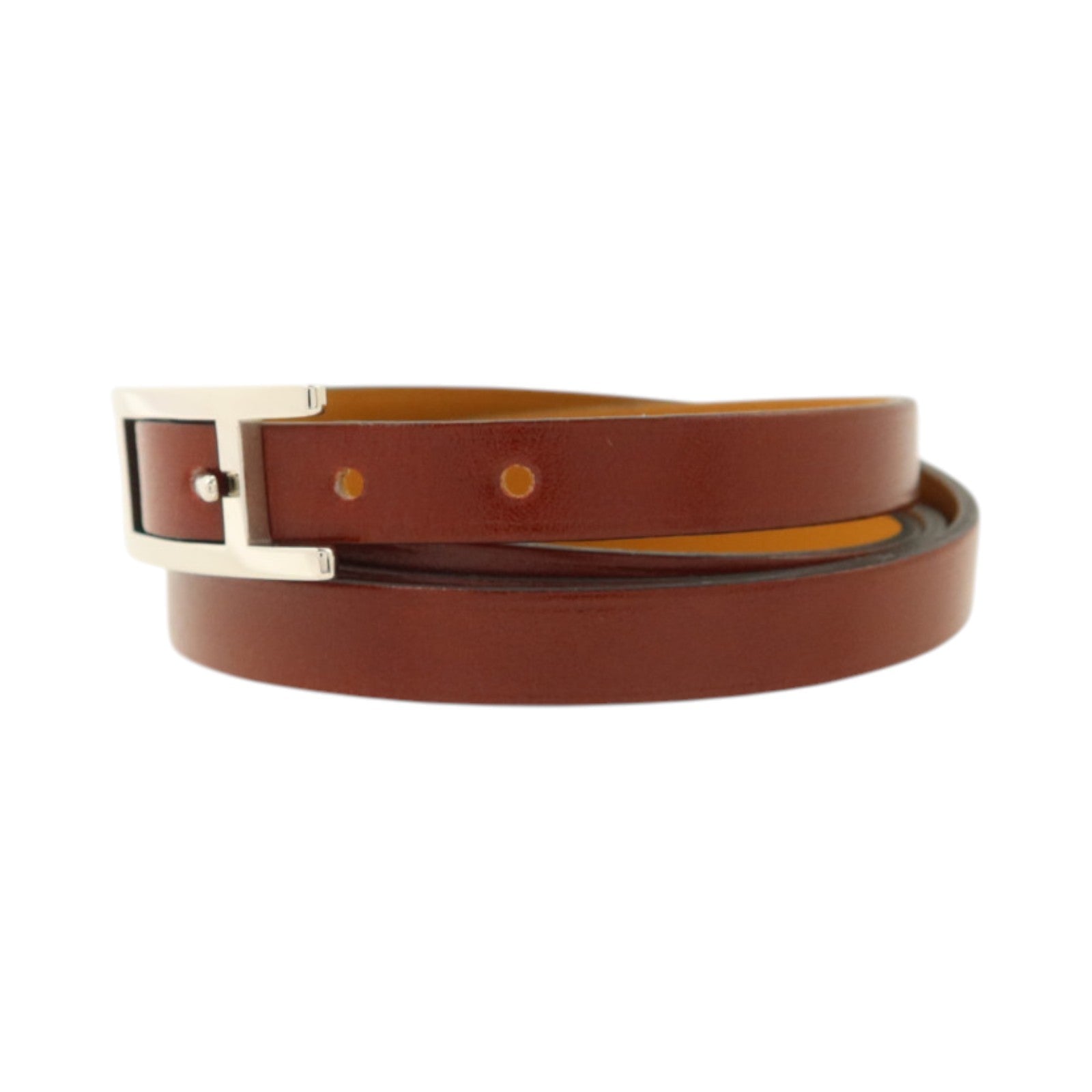 HERMES Box皮革Hapi 3 Bracelet銀扣手鏈Rouge H