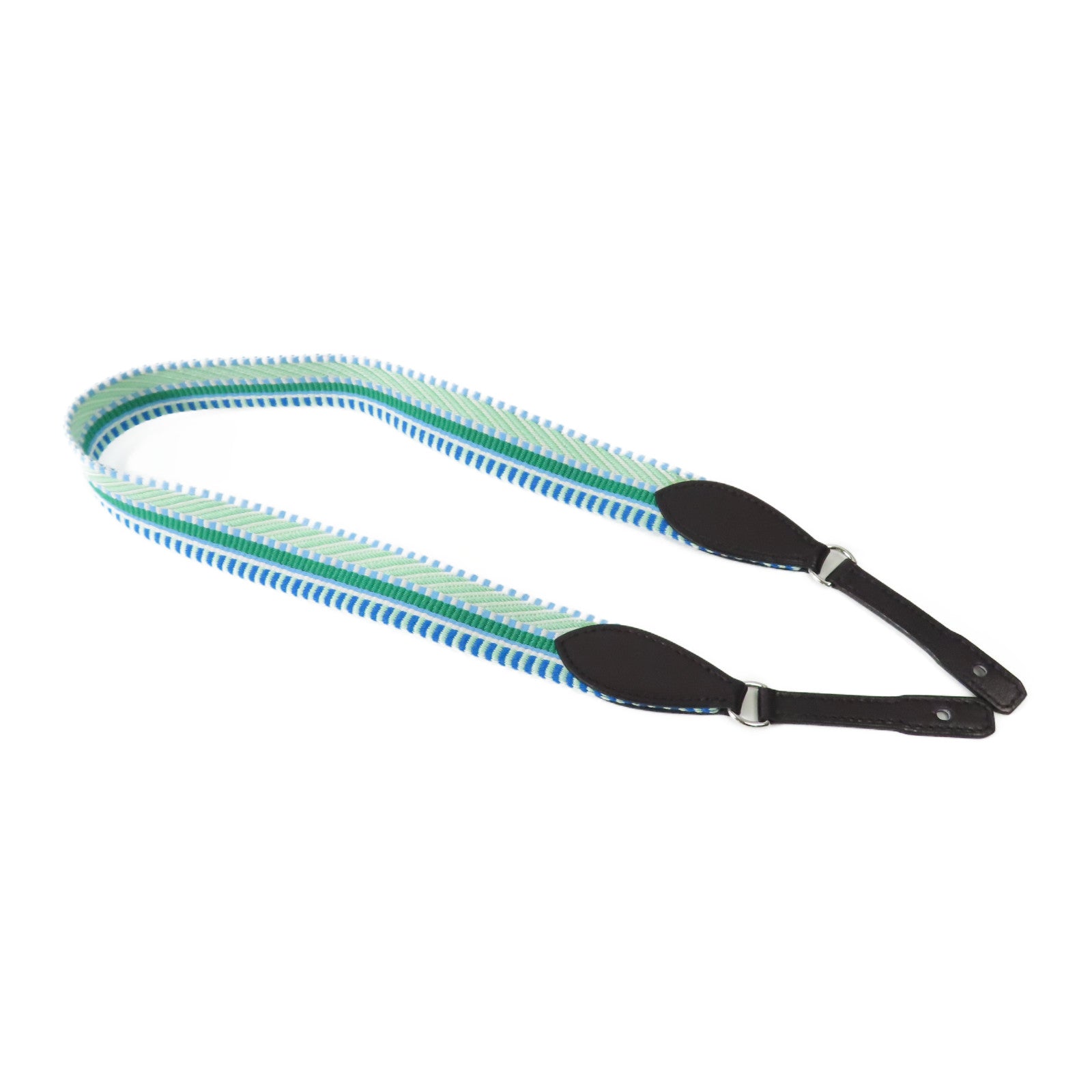 HERMES PHW Shoulder Strap Canvas Green Blue