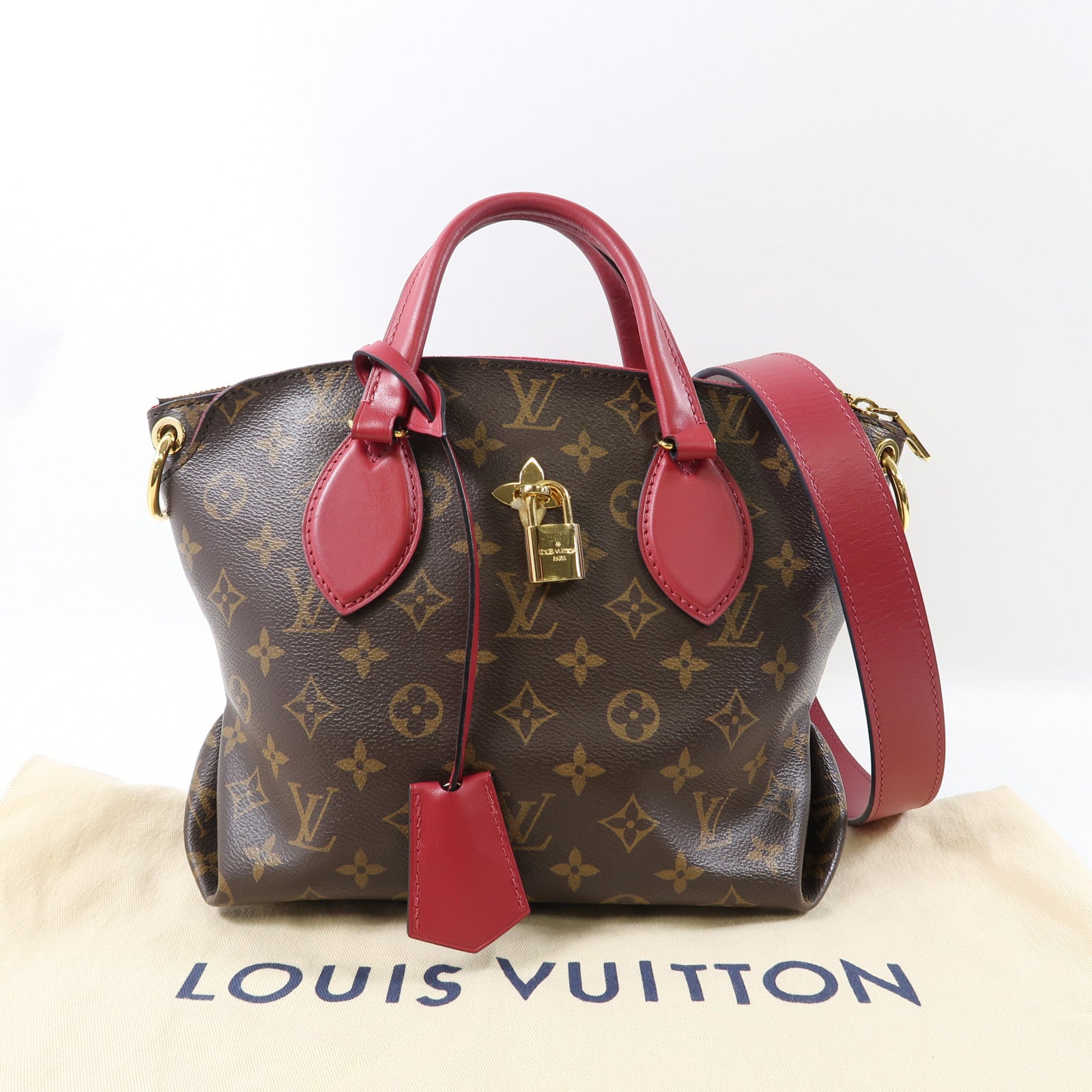 LOUIS VUITTON 【激減優惠】Monogram Flower Zipped Tote PM金扣手挽肩背兩用袋啡色