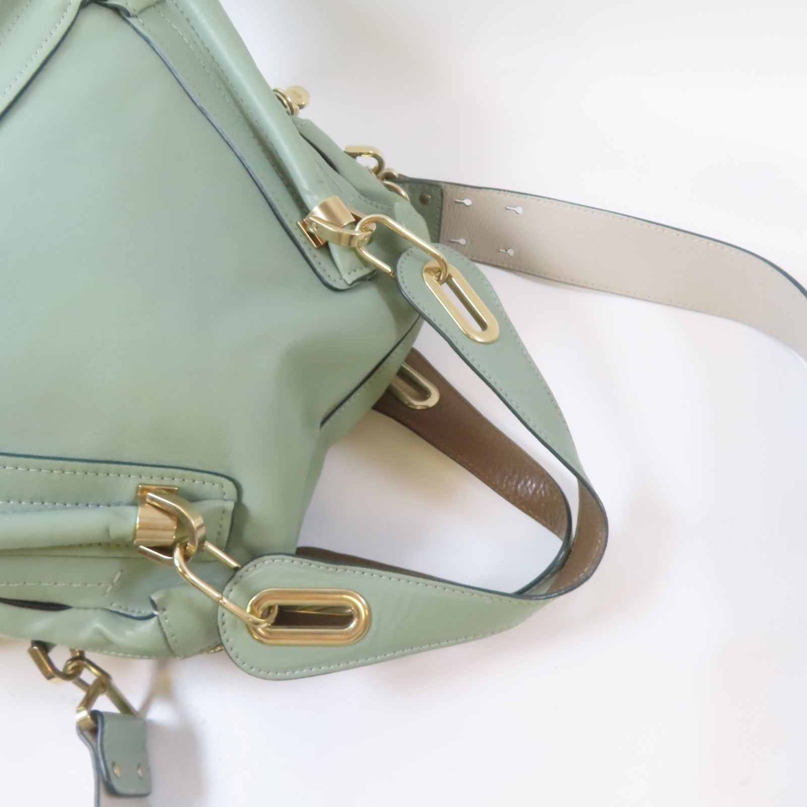 Chloe 牛皮皮革2 Way Shoulder Bag金扣手挽肩背兩用袋淺綠色