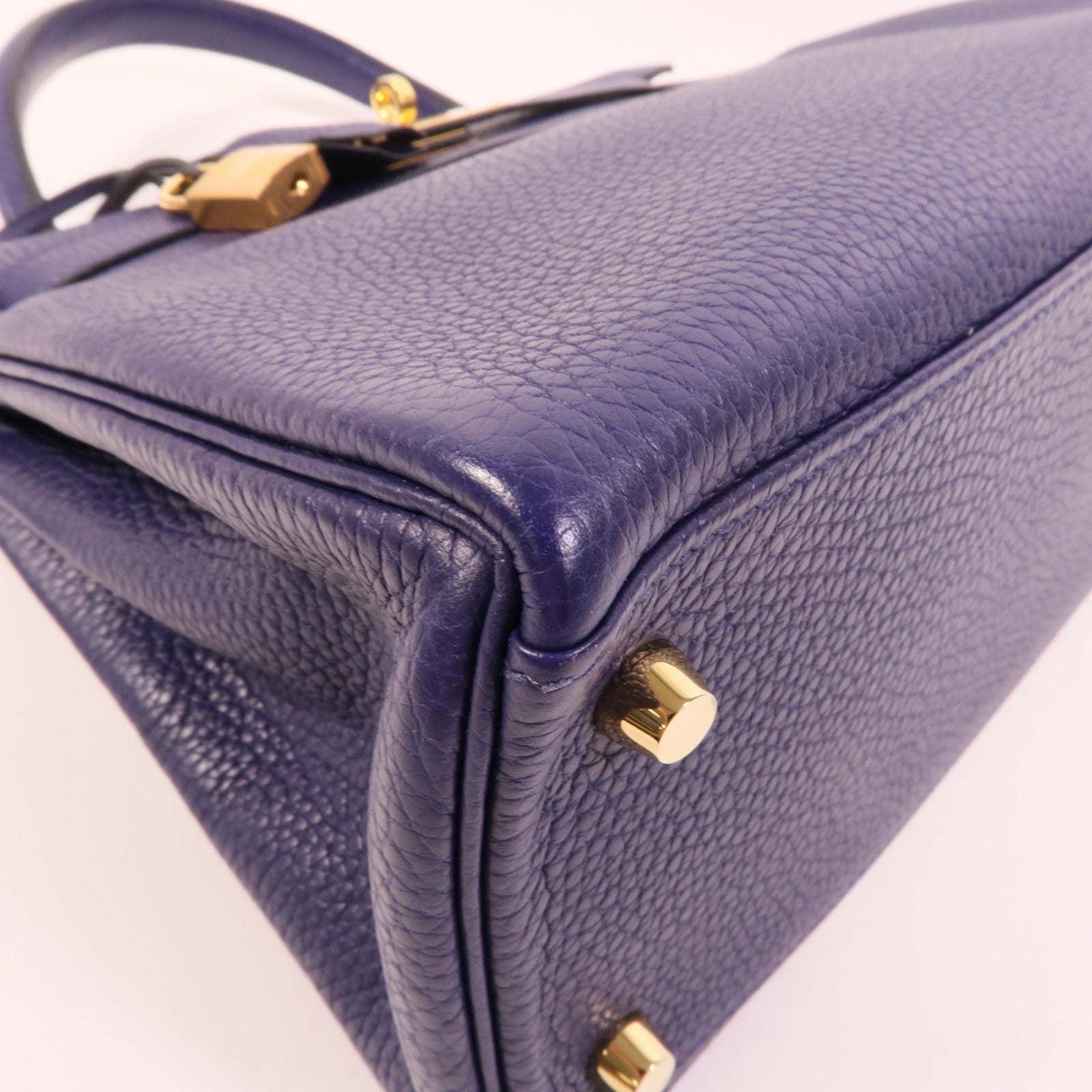 HERMES Togo皮革Kelly 28手挽肩背兩用袋Bleu Encre