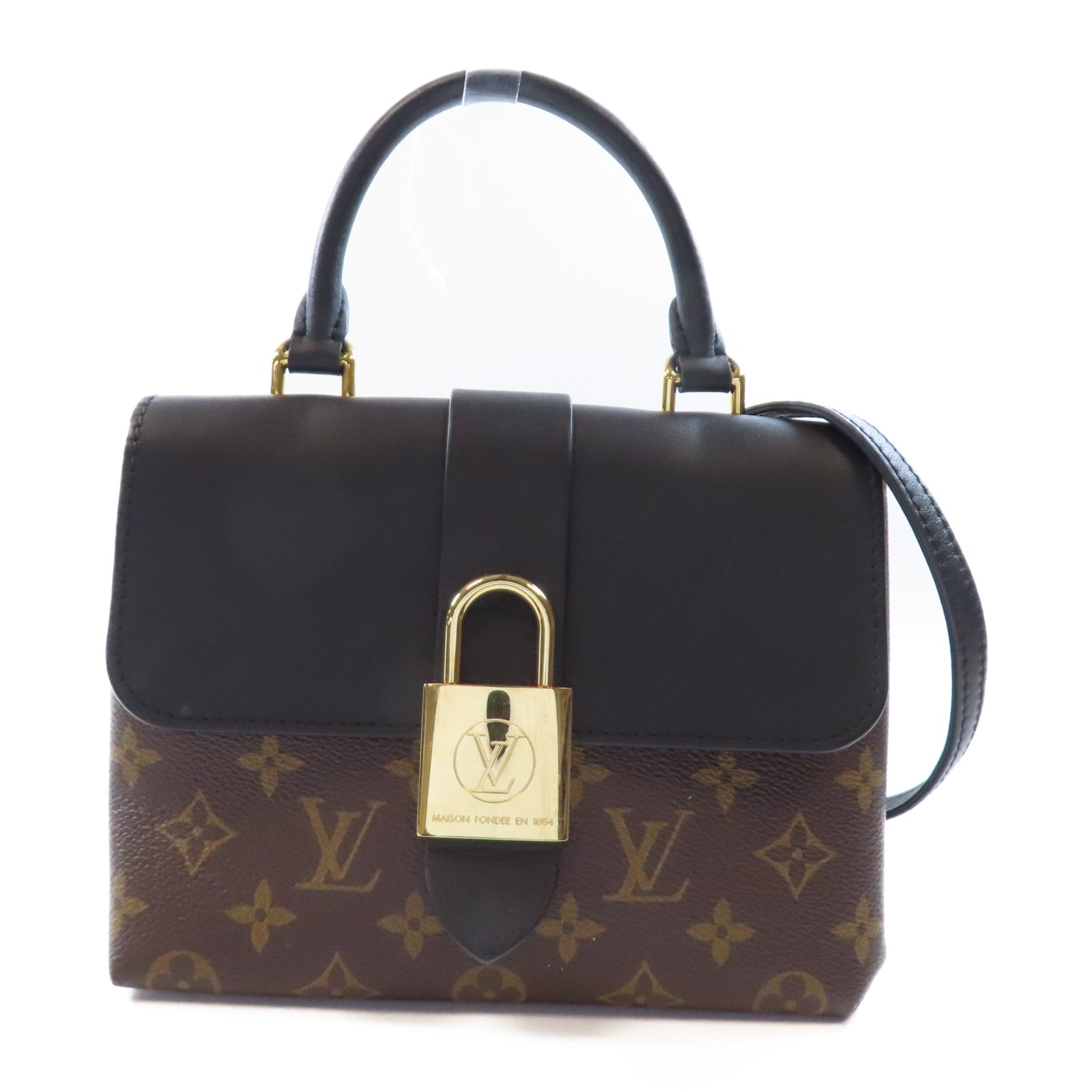 LOUIS VUITTON Monogram Locky BB金扣手挽肩背兩用袋棕色/黑色