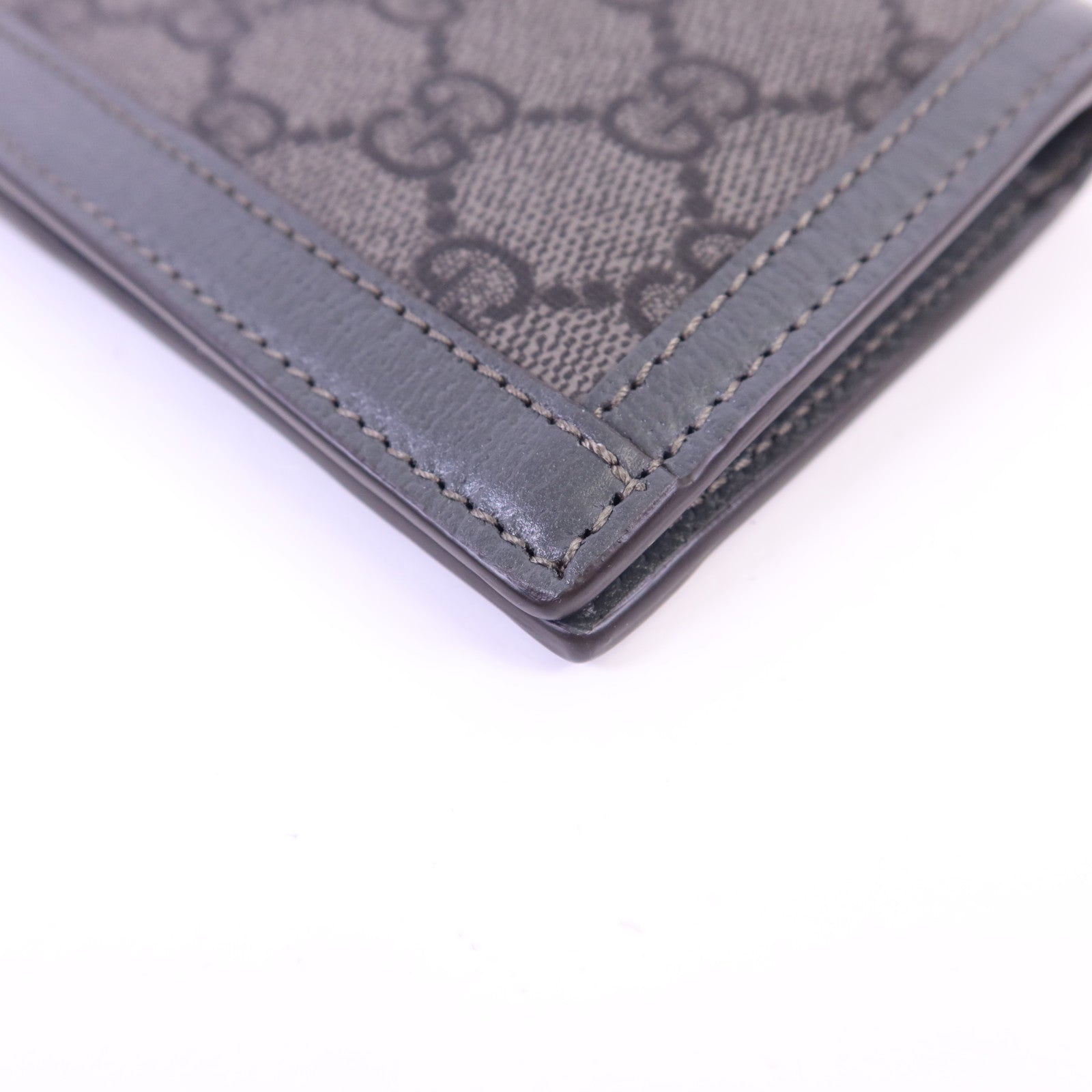 GUCCI 塗層帆布/牛皮皮革Bifold Wallet銀扣錢包
