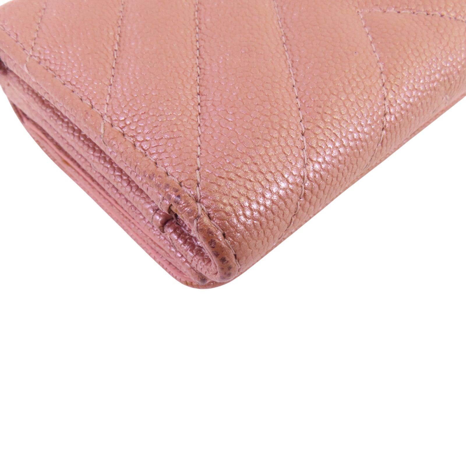 CHANEL 牛皮皮革Mini Wallet銀扣短錢包