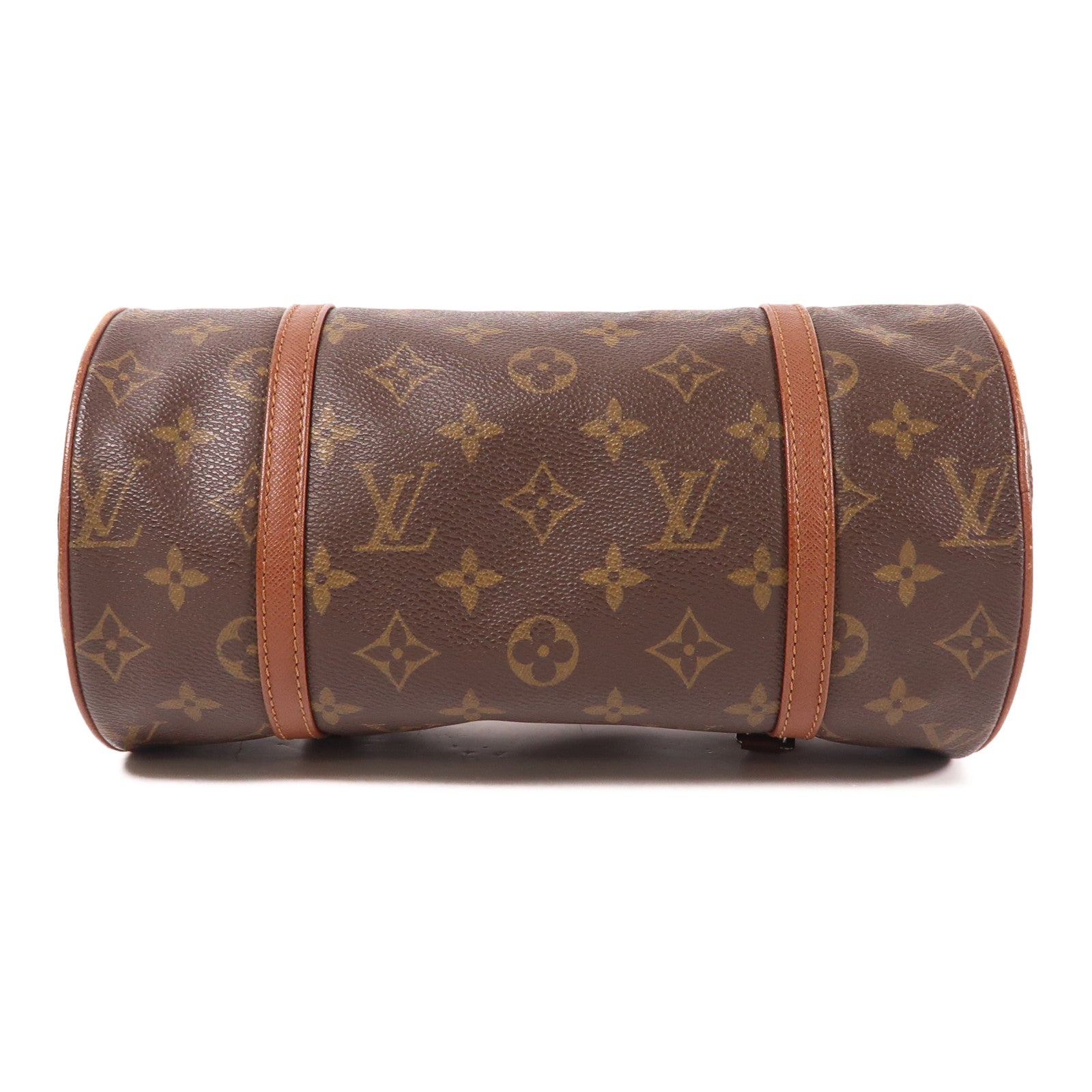 LOUIS VUITTON Monogram Papillon PM金扣手挽袋棕色