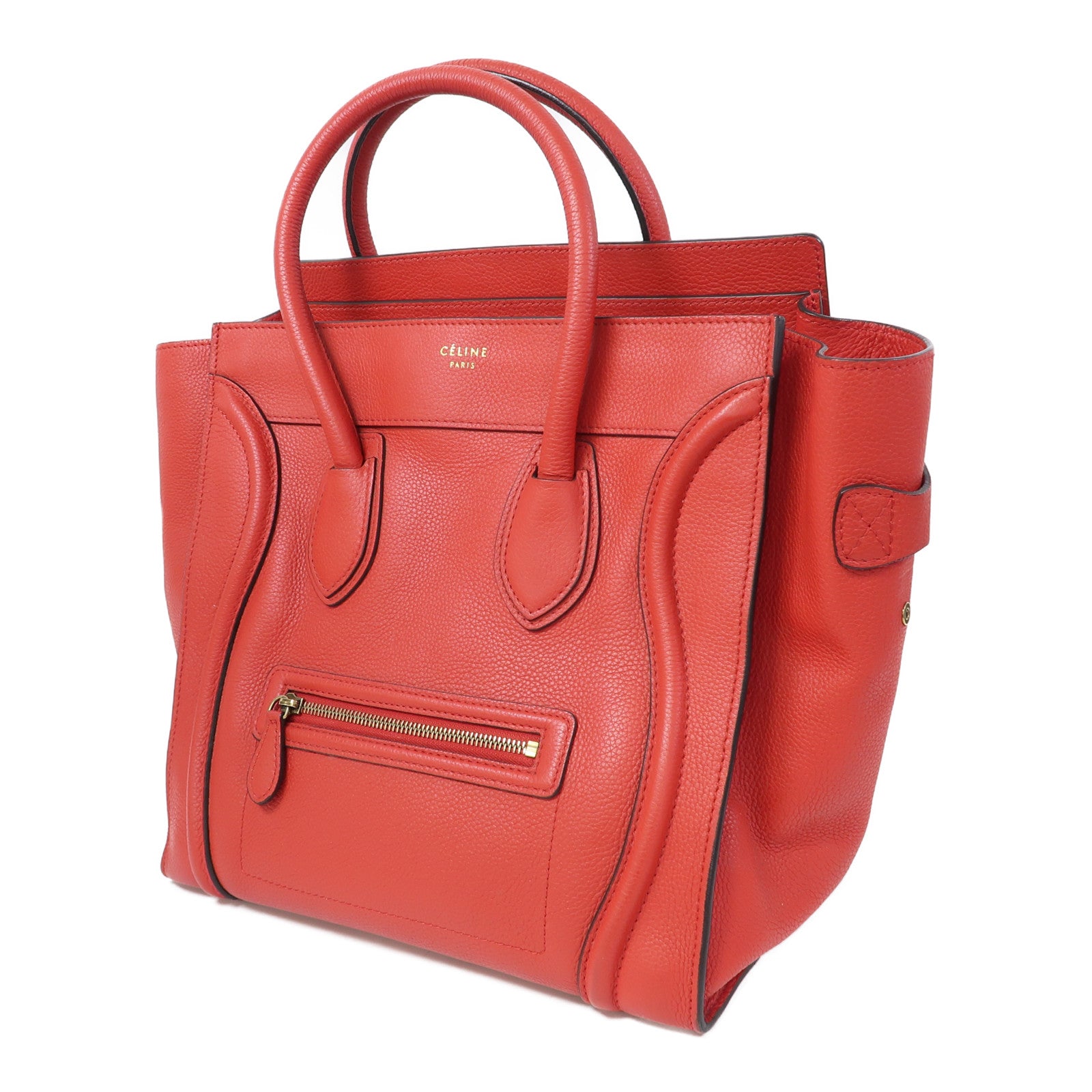 CELINE 牛皮皮革Luggage金扣手挽袋紅色