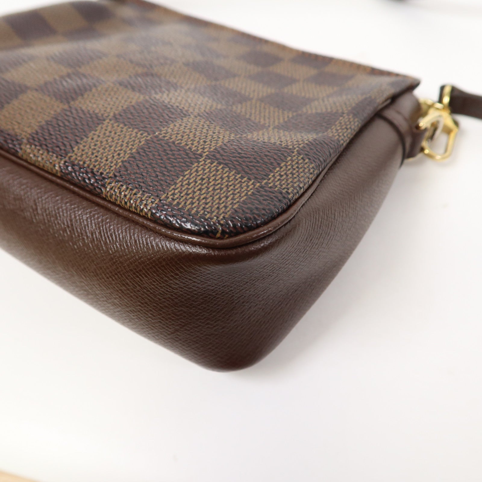 LOUIS VUITTON Damier Ebene Trousse金扣肩背袋啡色