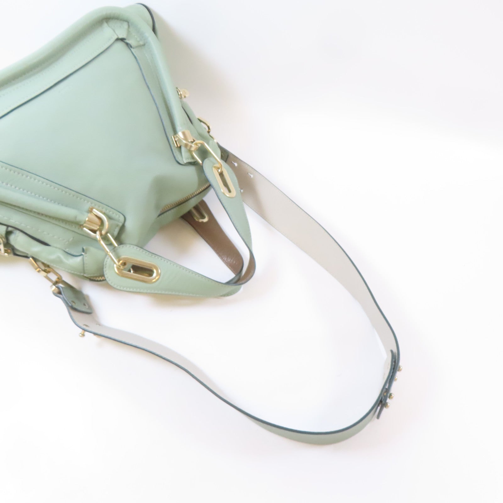 Chloe 牛皮皮革2 Way Shoulder Bag金扣手挽肩背兩用袋淺綠色