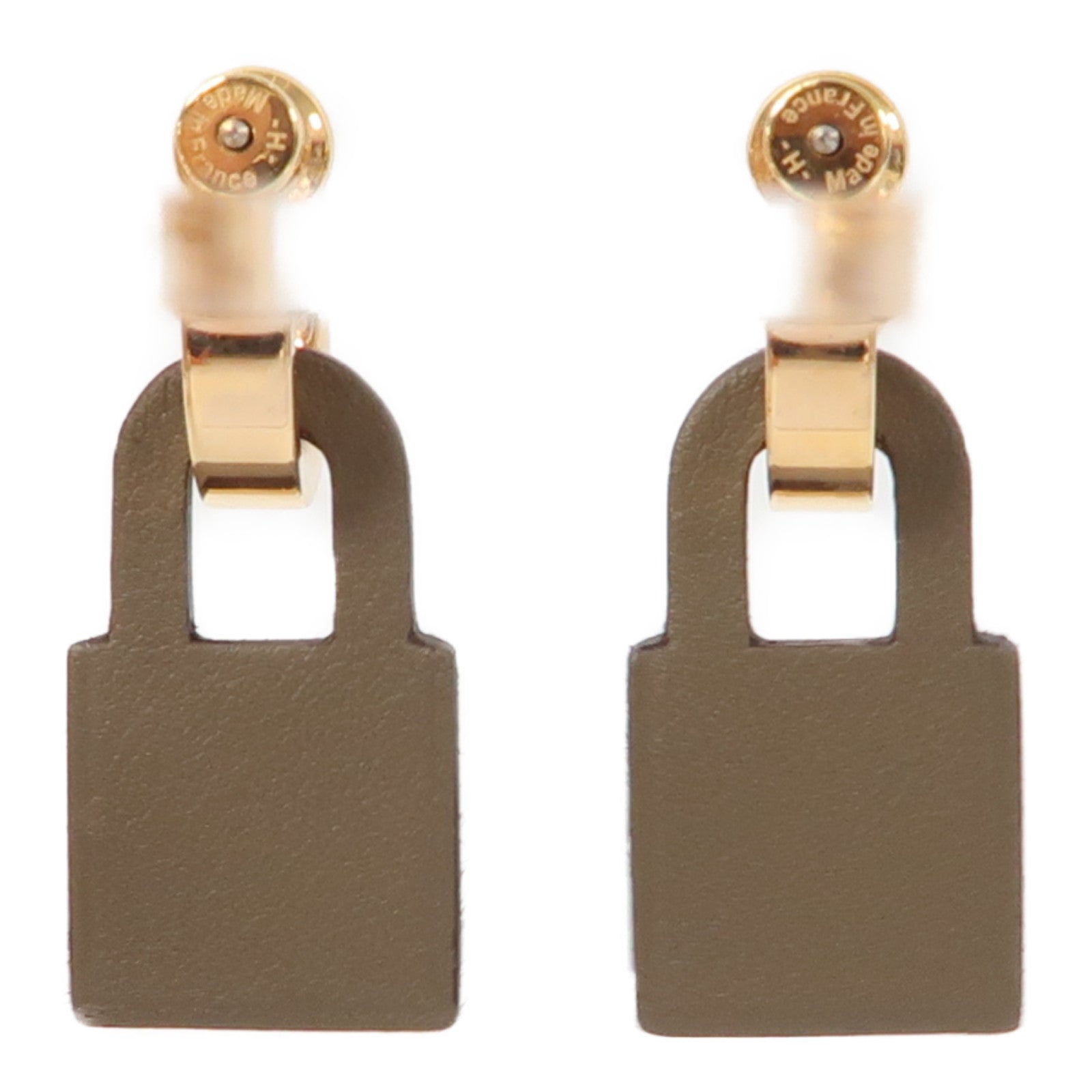HERMES 金屬/Swift皮革O'Kelly Earrings耳環金色
