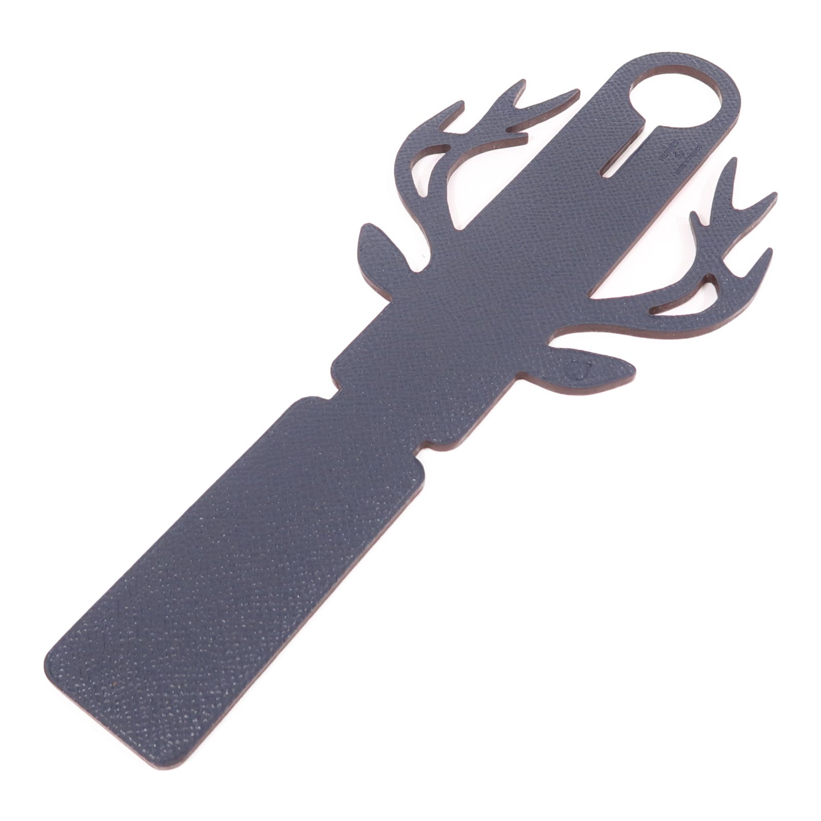HERMES Petit H Reindeer Deer Travel Luggage Tag Charm Epsom Leather Blue/Red