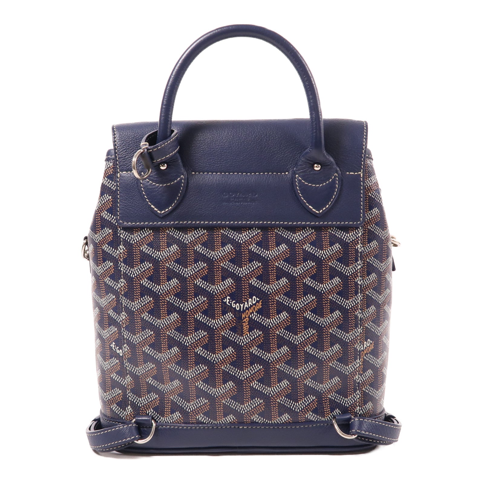 GOYARD 塗層帆布/牛皮皮革Alpin Mini Backpack銀扣背包