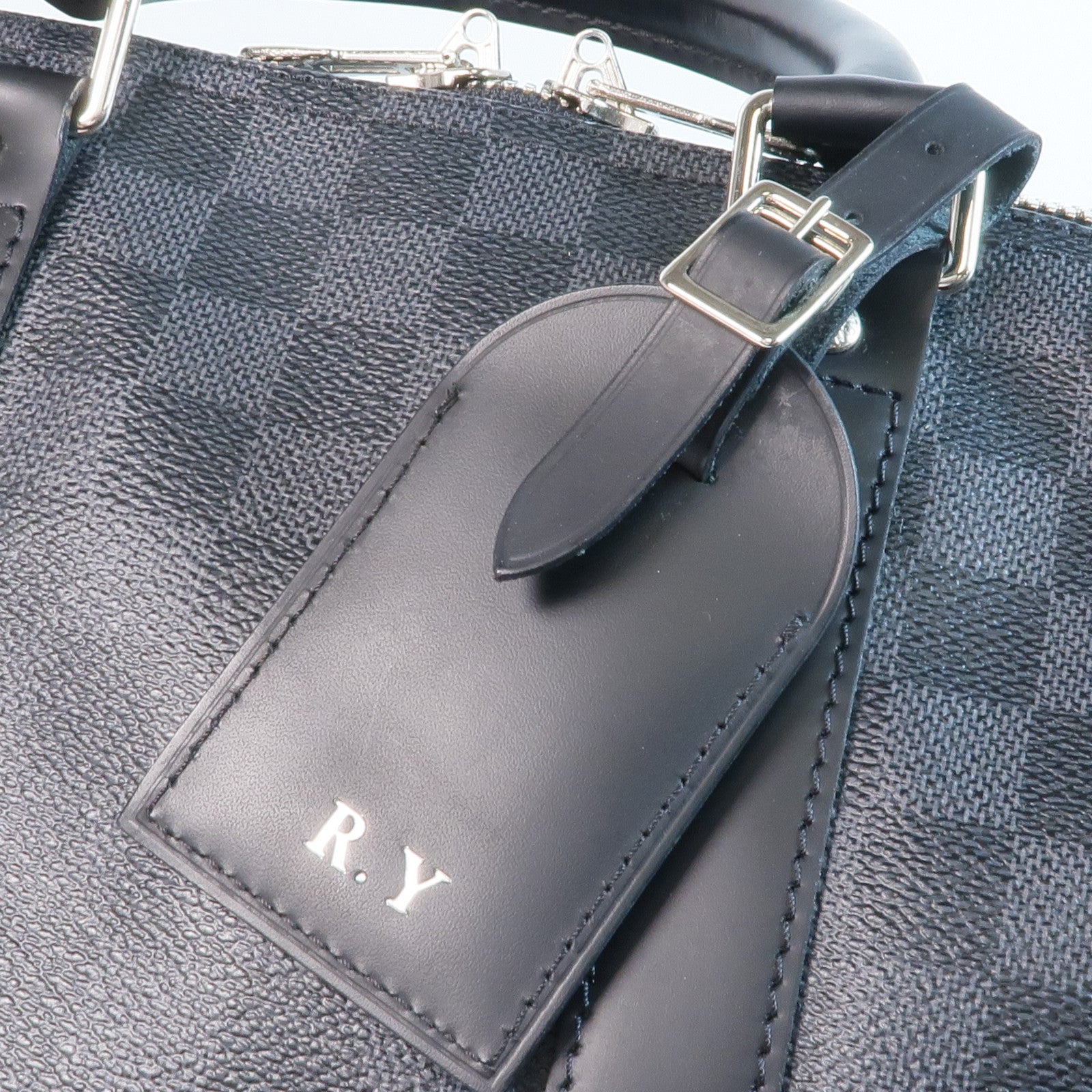 LOUIS VUITTON Damier Graphite Keepall 45 Bandouliere銀扣手挽肩背兩用袋