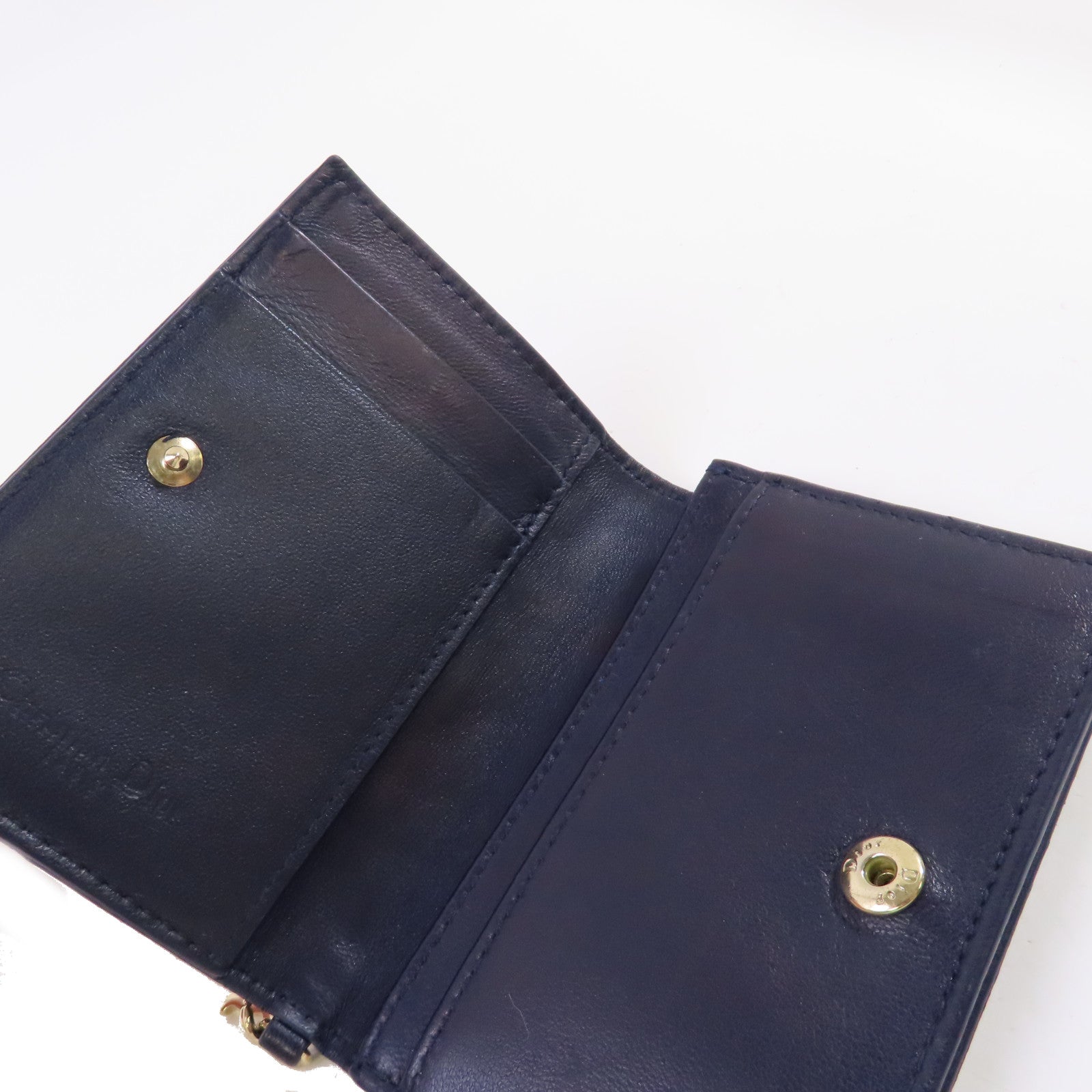 Dior 羊皮皮革Card Case金扣卡片套寶藍色