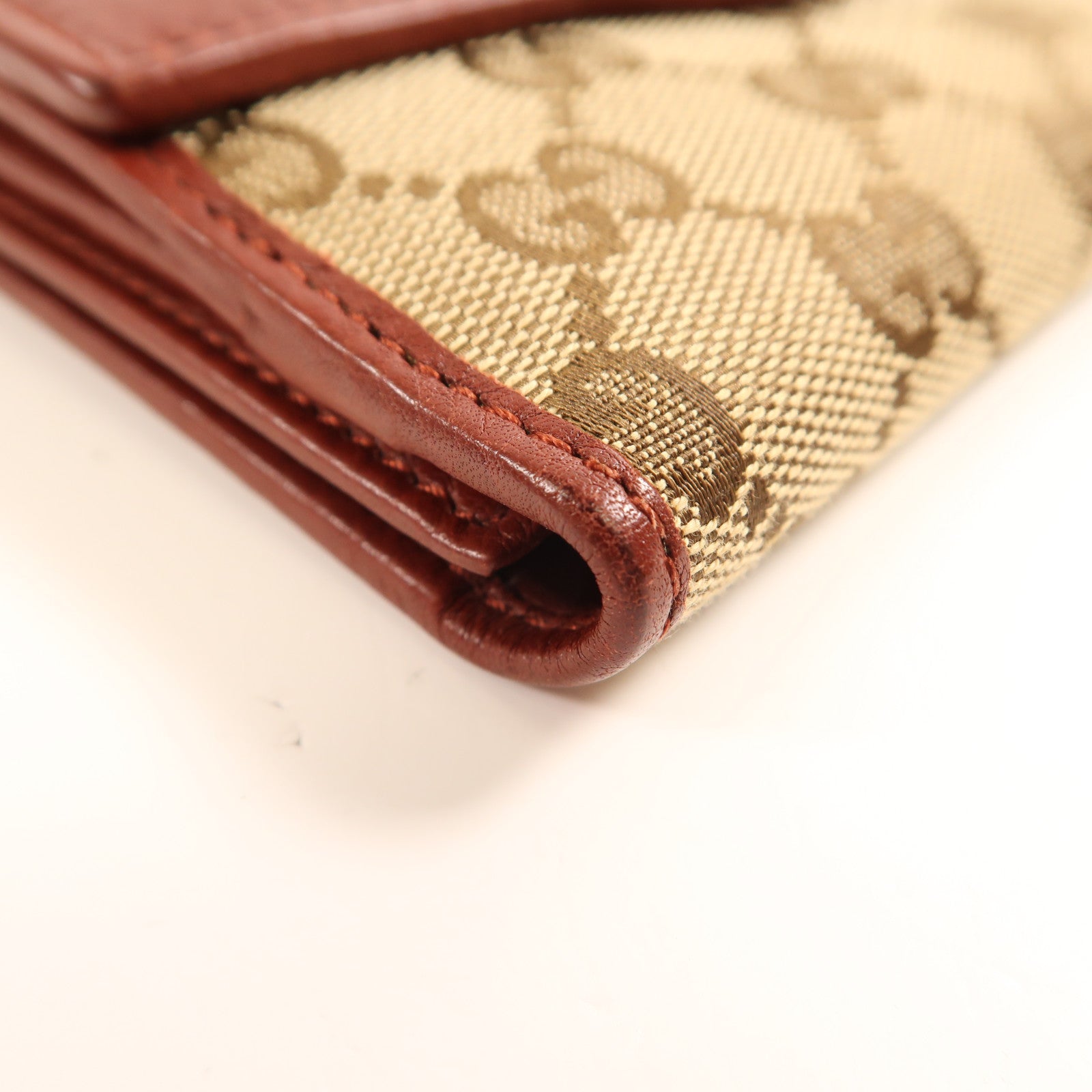 GUCCI 帆布/皮革Long Wallet金扣長錢包