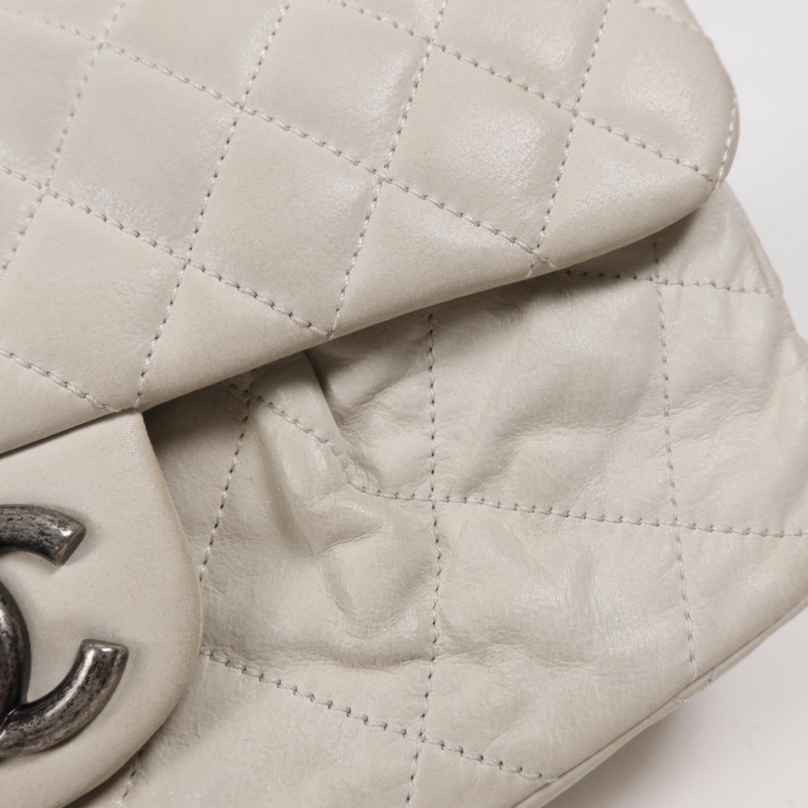 CHANEL 牛皮皮革Chain Shoulder銀扣鏈帶肩背袋