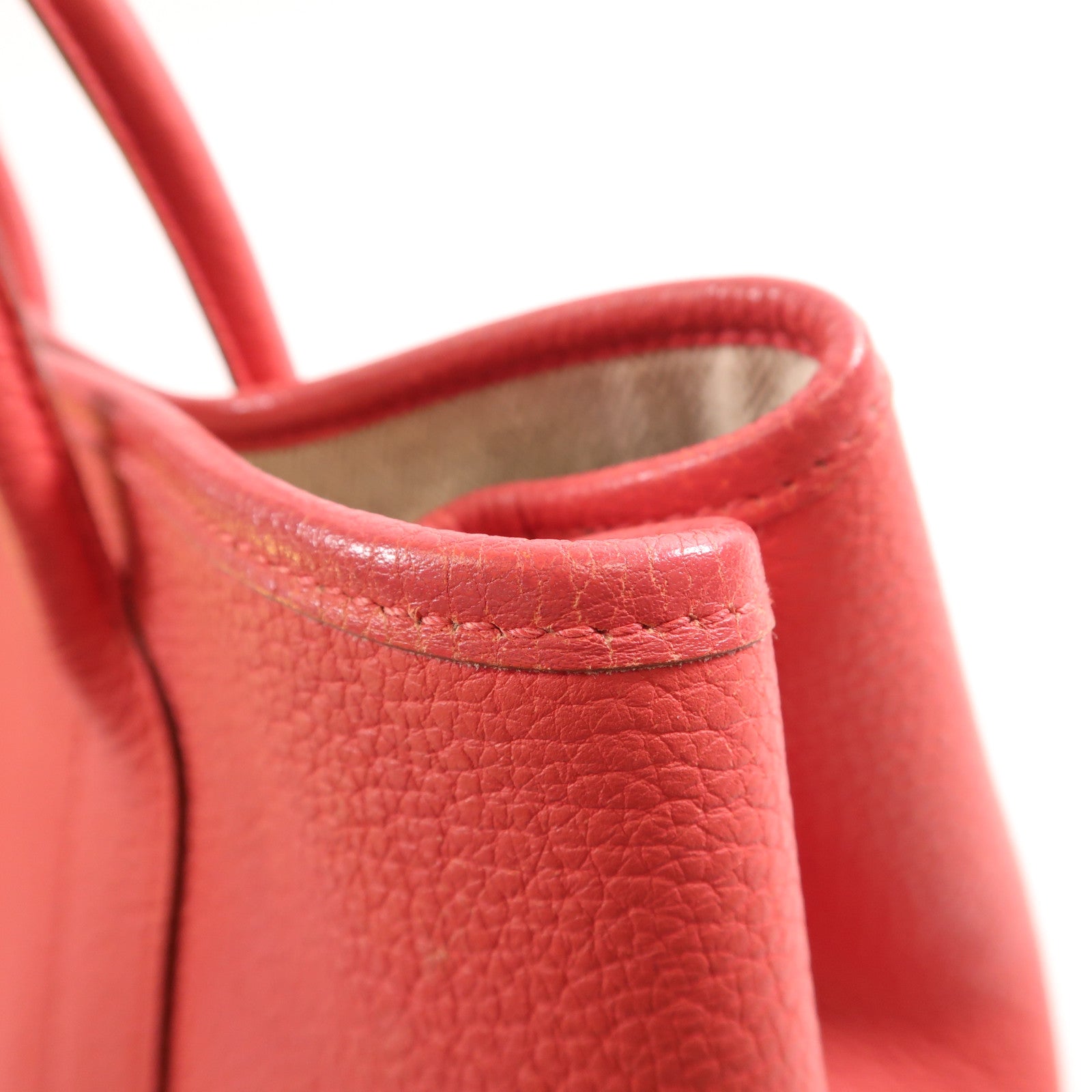 HERMES PHW Garden Party TPM Handbag Negonda Leather T5 Rose Jarpur Red