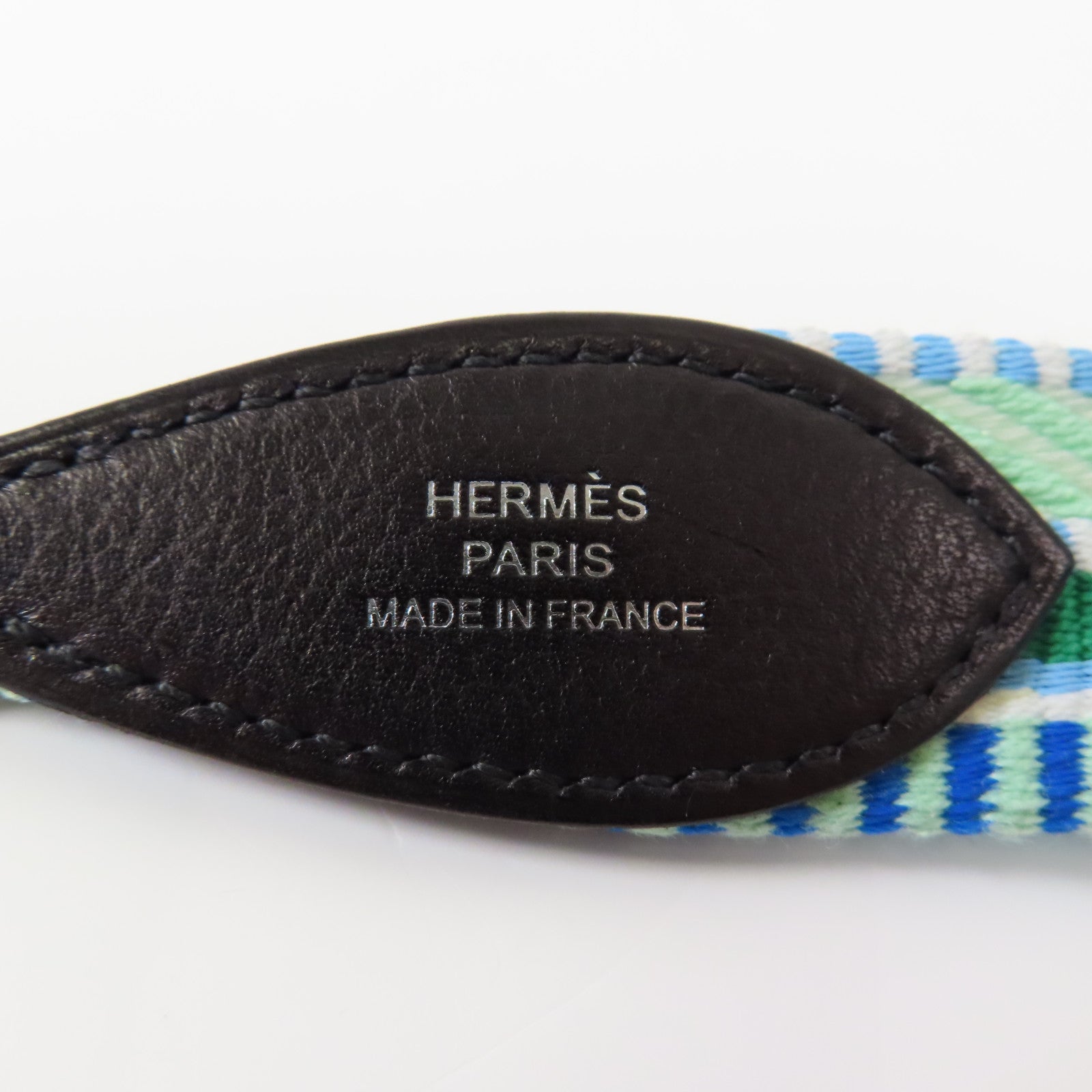 HERMES PHW Shoulder Strap Canvas Green Blue