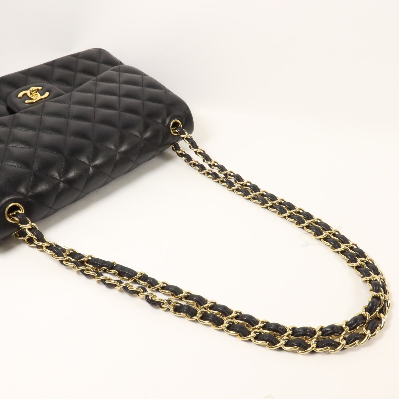 CHANEL 羊皮皮革Large Classic鏈帶肩背袋