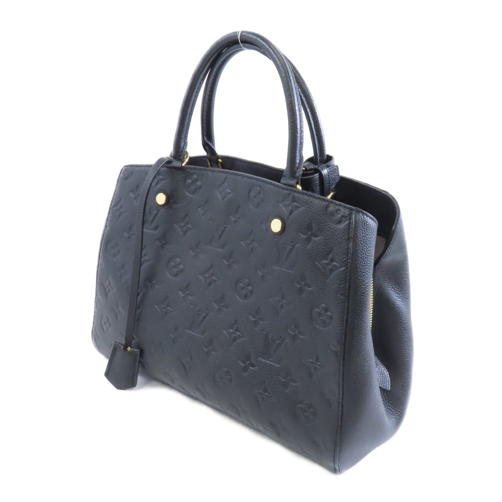 LOUIS VUITTON Monogram Empreinte Montaigne MM金扣手挽肩背兩用袋黑色